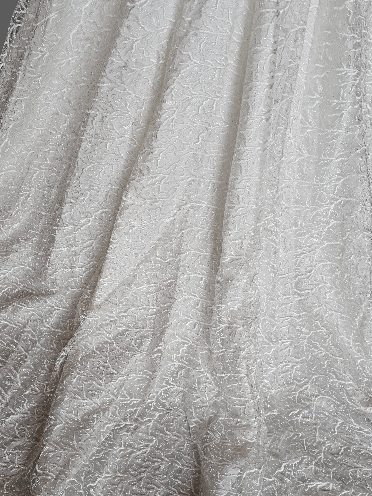 Ivory Sparkle Vine Embroidered Pleated A-Line Wedding Ballgown - Di La Sena - NWT