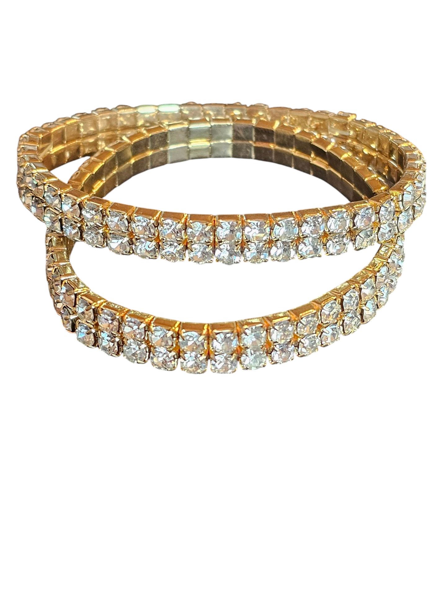 Set of 2 Gold/Crystal Stretch Bracelet