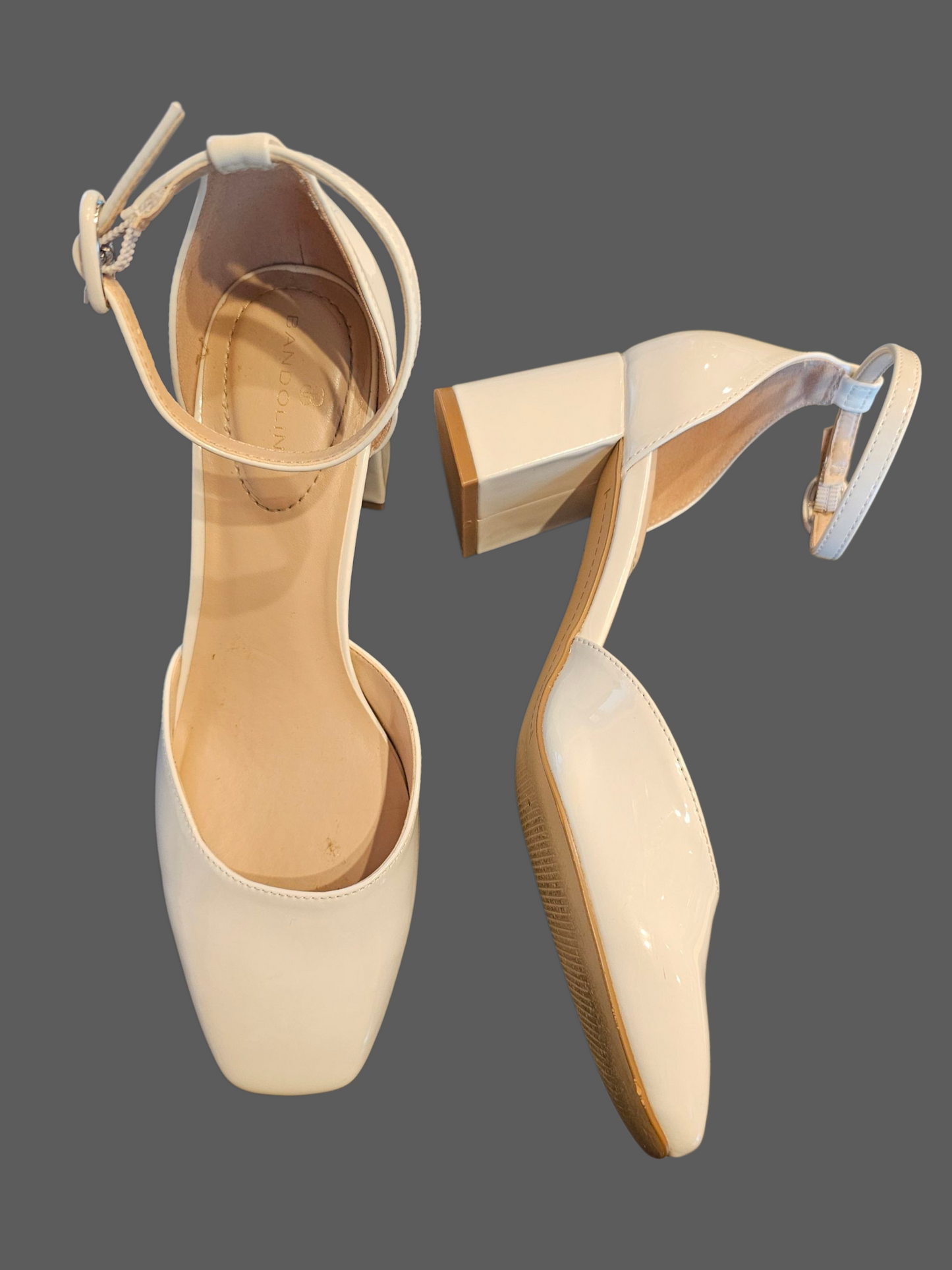 Ivory Patent Leather Block Heel