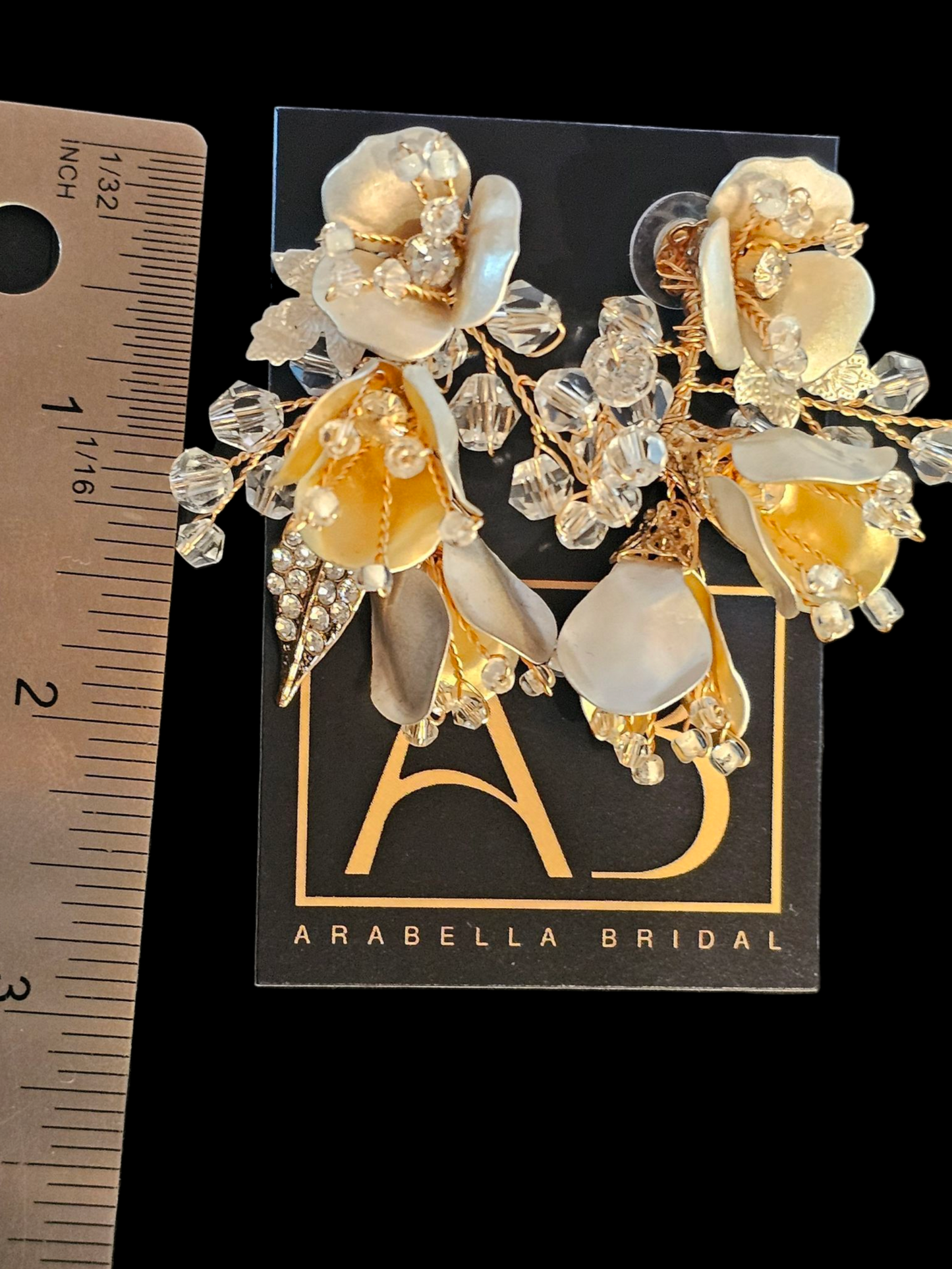 Rose Gold Wire/Beaded Floral Post Earring