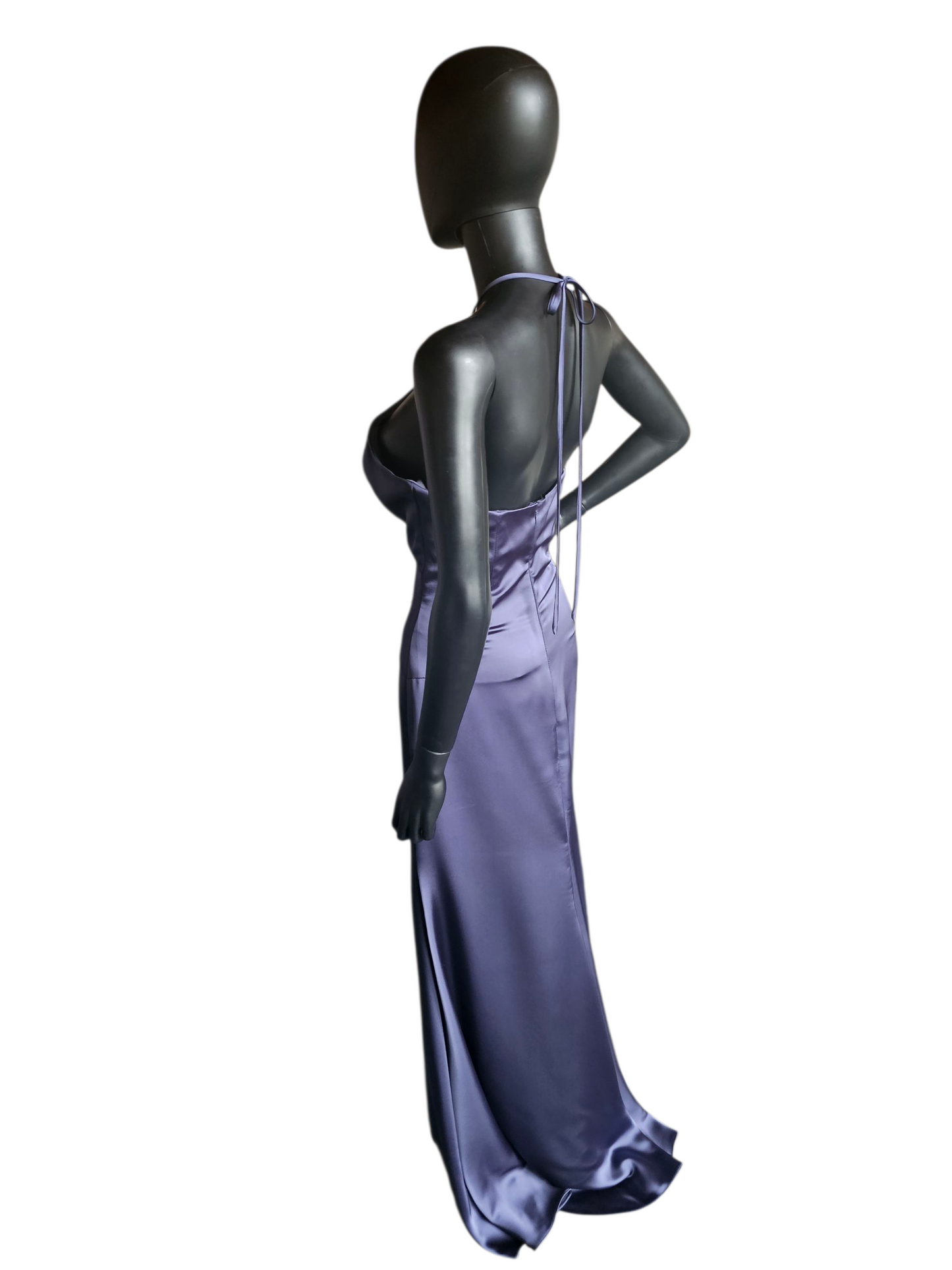 Dusk (Blue) Silky Satin Halter Haxi Bridesmaid Dress - Mori Lee