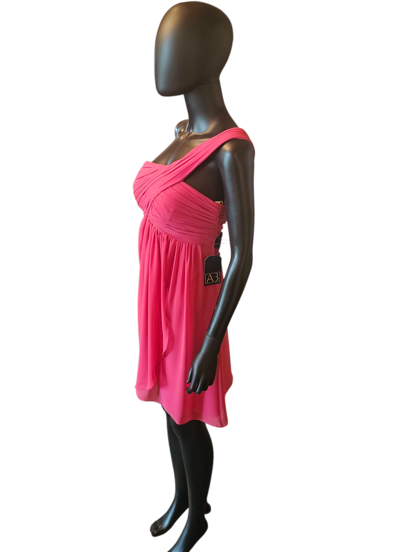 Watermelon Chiffon One Shoulder Party/Cocktail Dress - Bill Levkoff