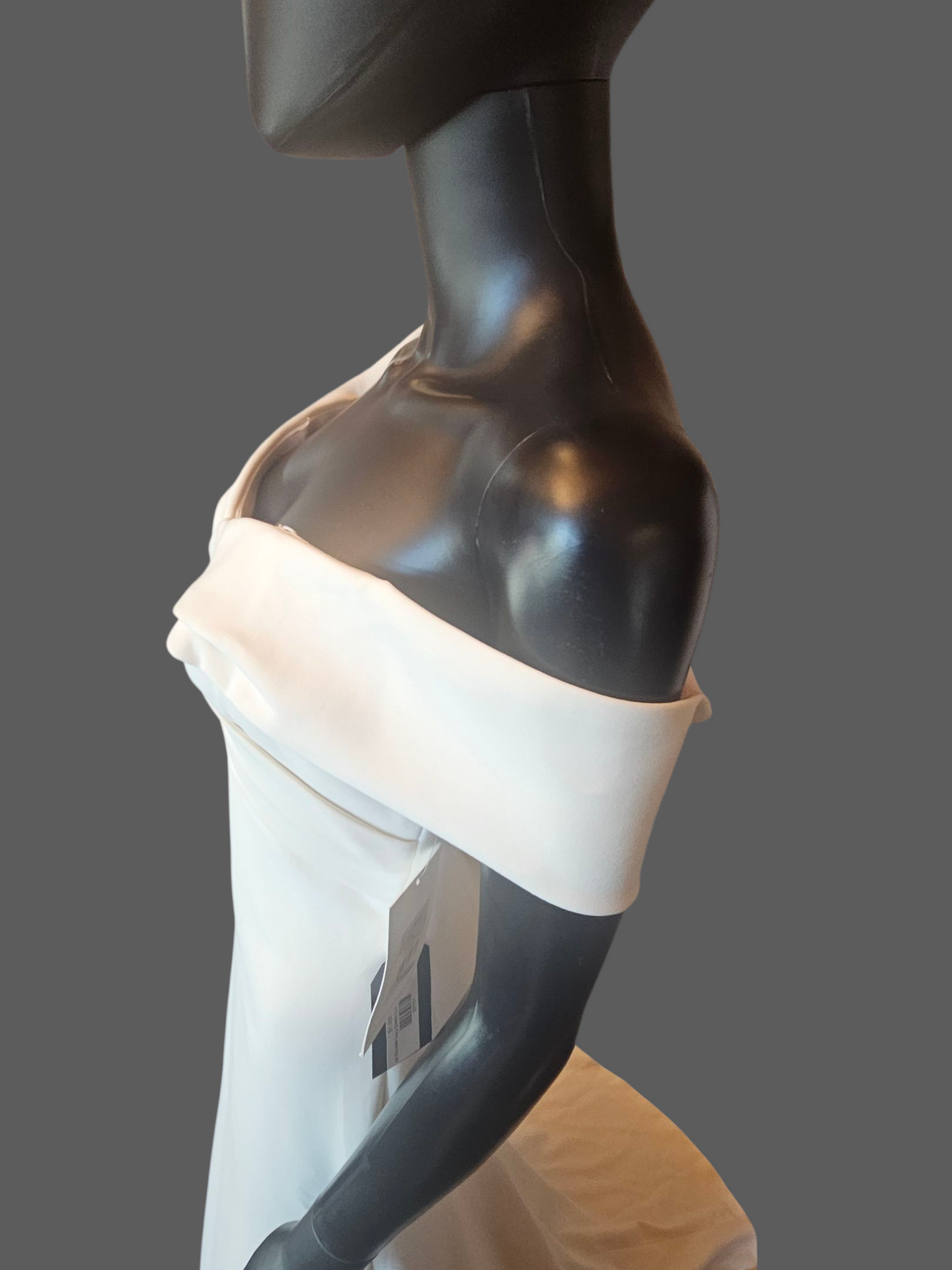 Off Shoulder Ivory Stretch Crepe Fit/Flare Wedding Gown - Theia NWT