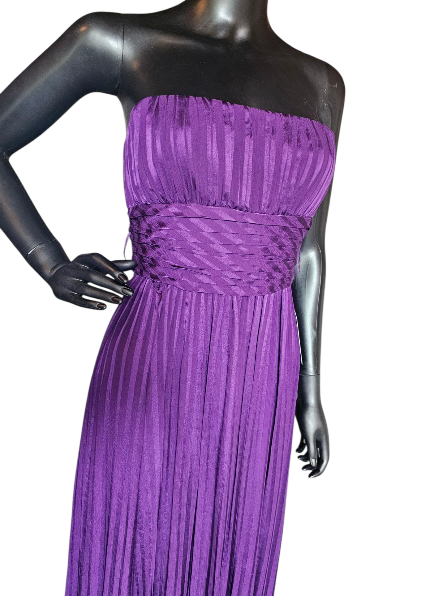 BCBG Purple Vertical Stripe Formal Dress
