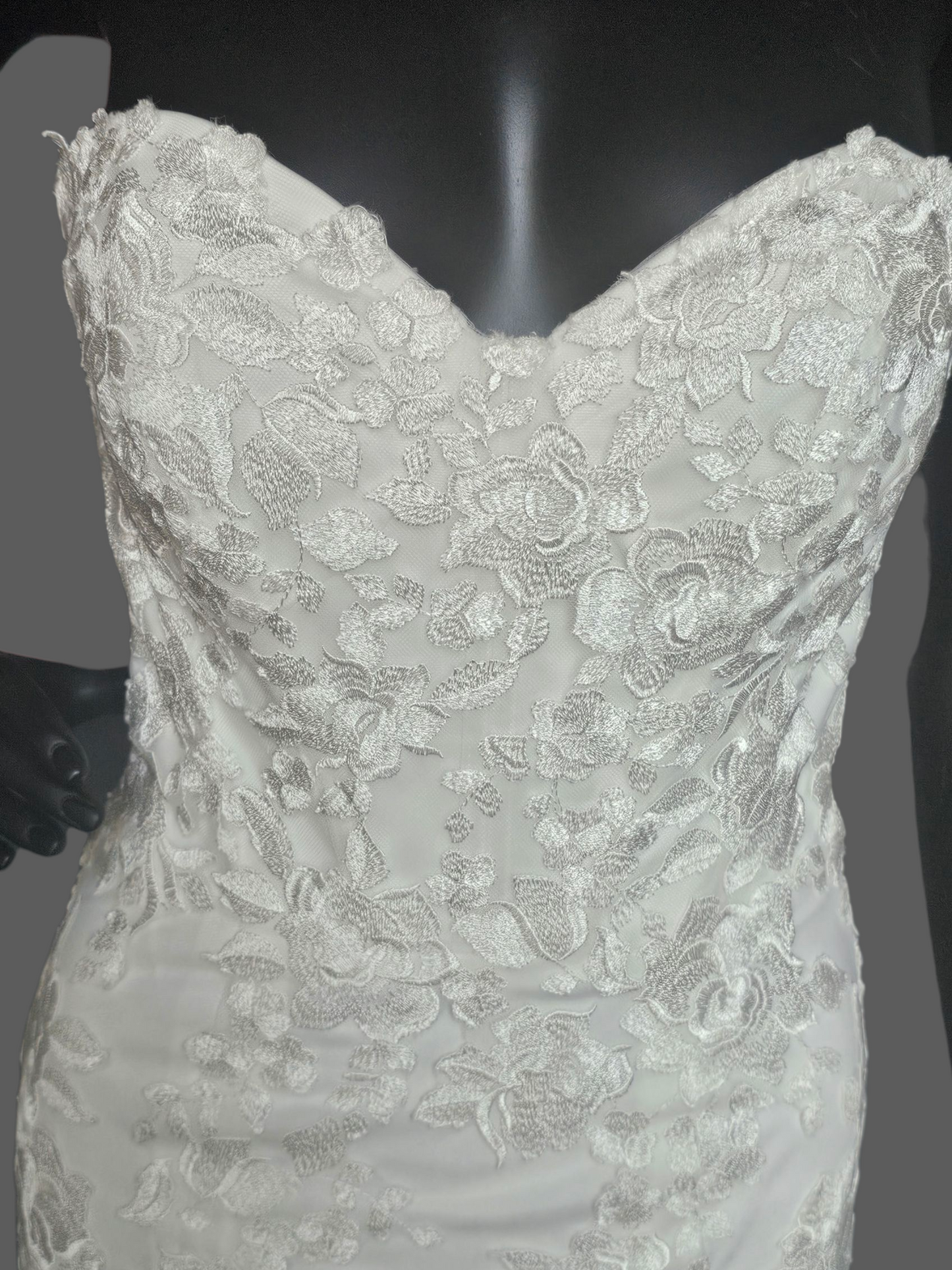 Strapless Lace Sweetheart Fit/Flare Wedding Gown - Rebecca Ingram