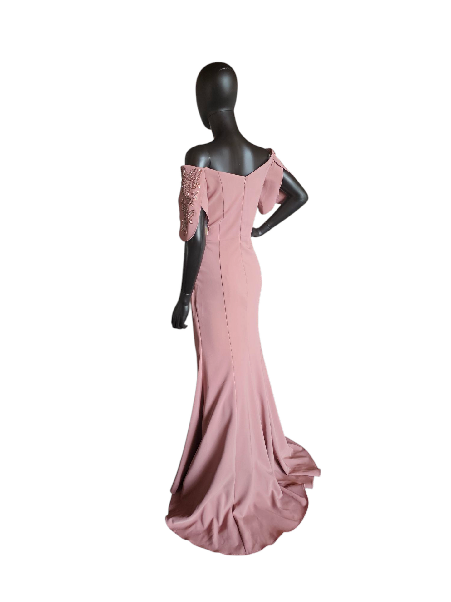 Dusty Rose Off Shoulder Fit/Flare Formal Gown - Madeline Gardner