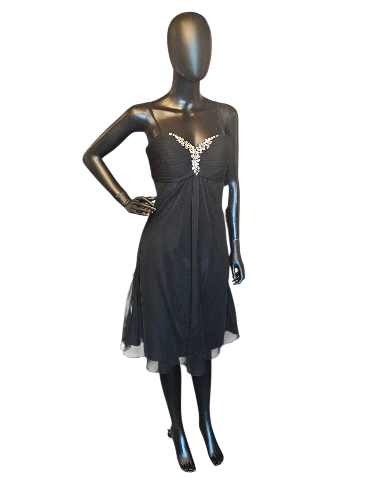 Black Chiffon Spaghetti Strap Party/Cocktail Dress - Da Vinci