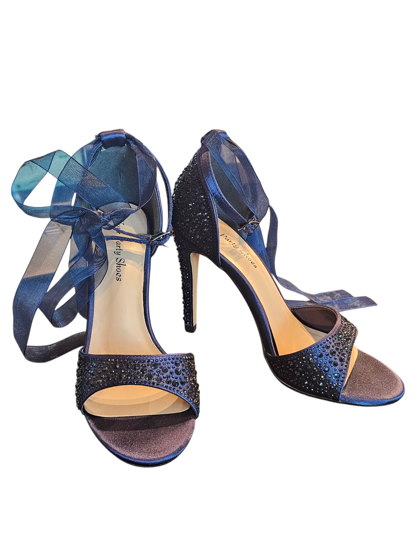 Navy Crystal Spike Heel Sandal NEW