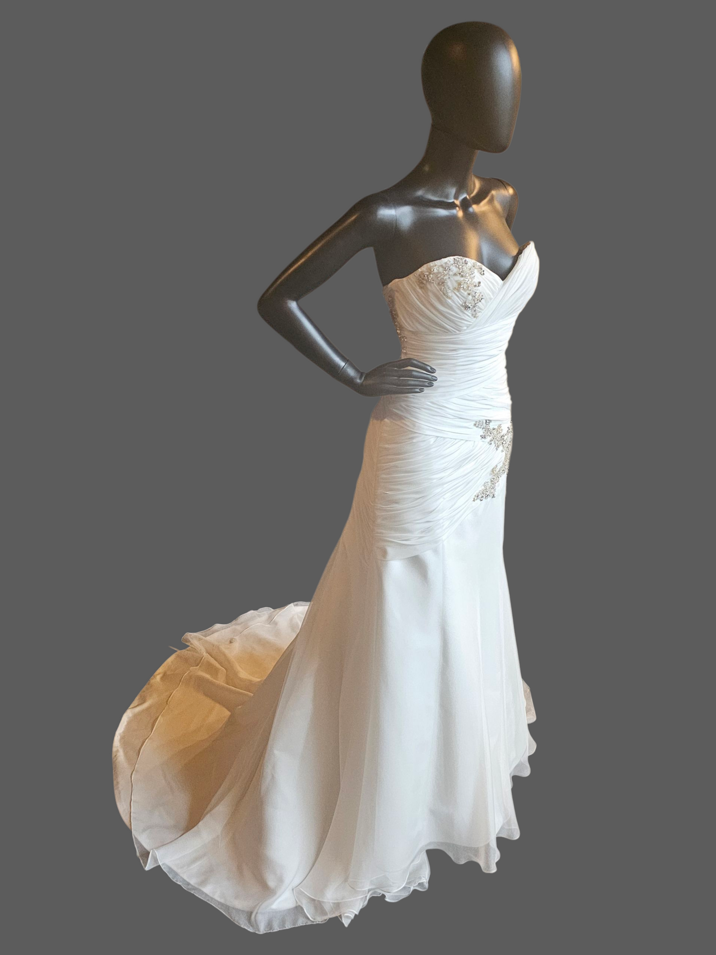 Ivory Chiffon Fit/Flare Sweetheart Wedding Gown - Casablanca