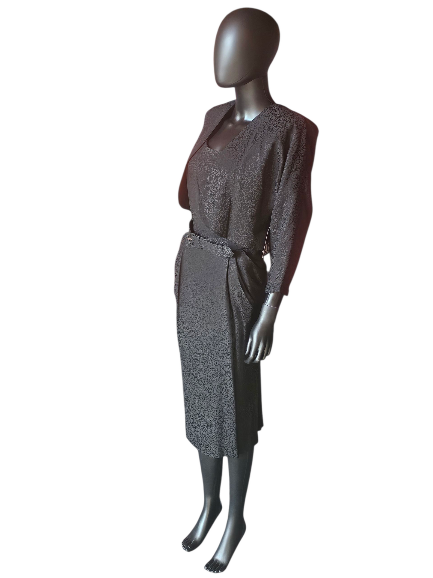 Vintage Black Silk Belted Dress W/Jacket - Liz Claiborne
