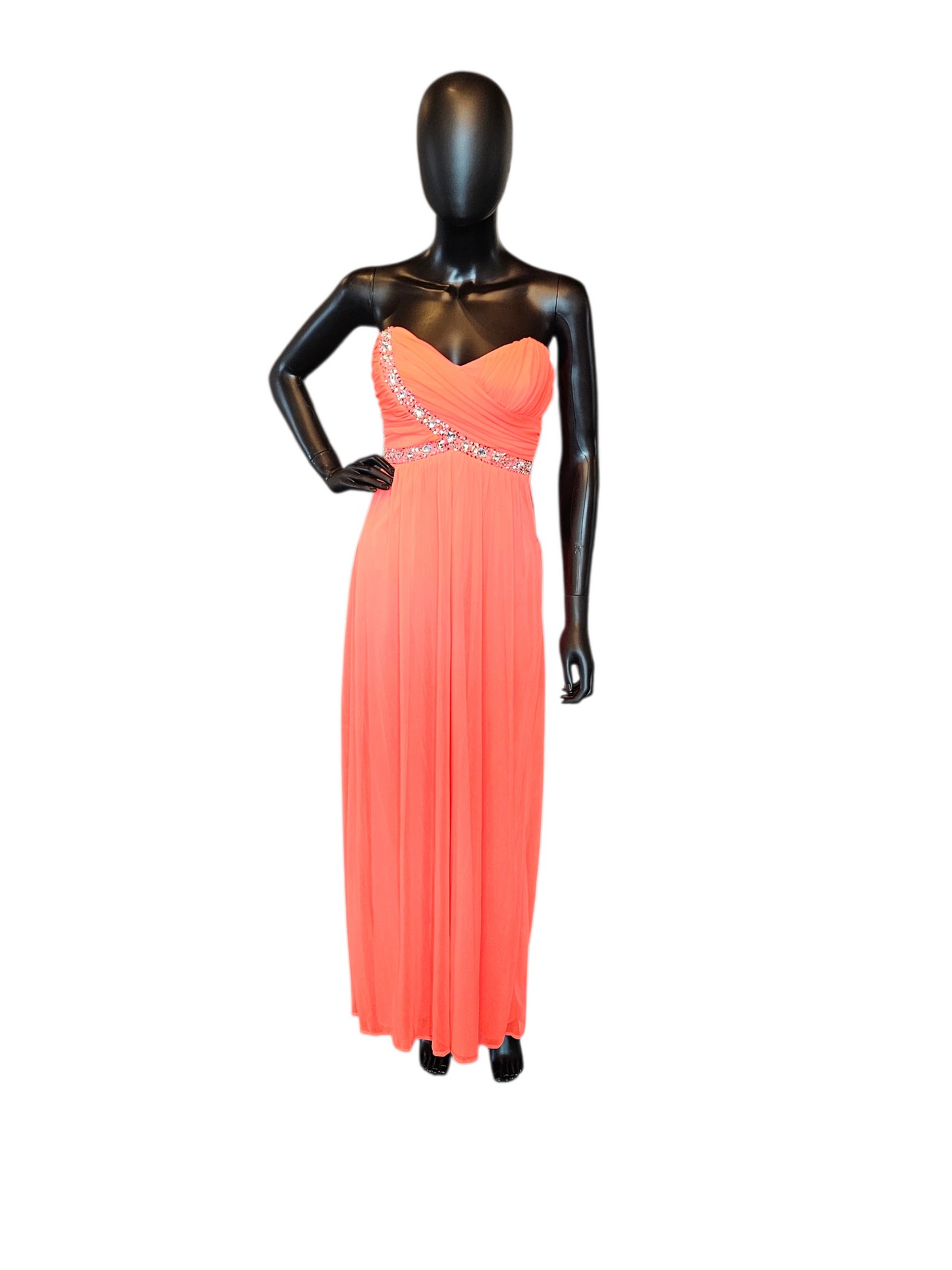 Electric Orange Chiffon Sweetheart Full Length Prom/Party Dress