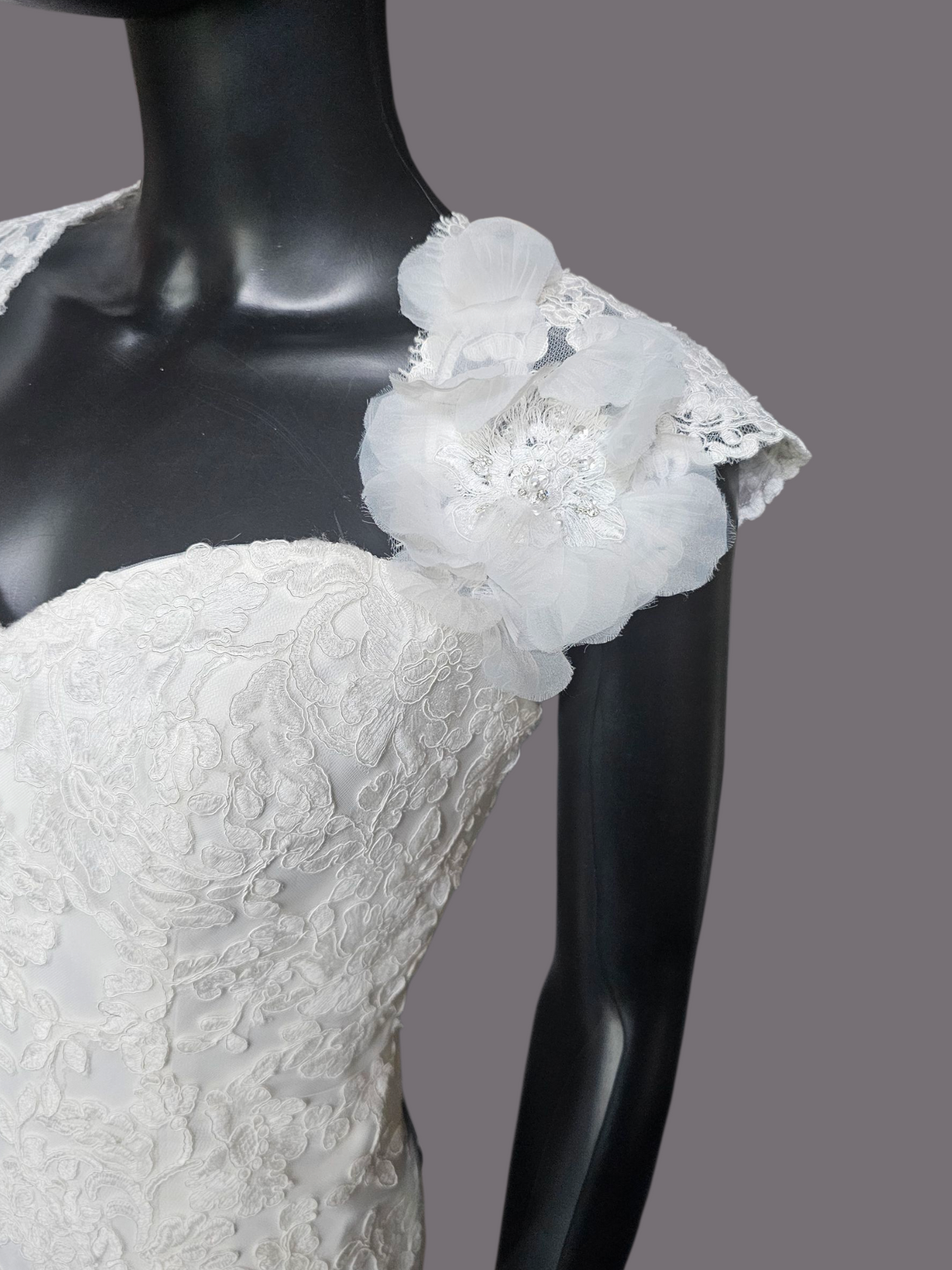 Ivory Full Lace Fit/Flare Wedding Gown - Mori Lee