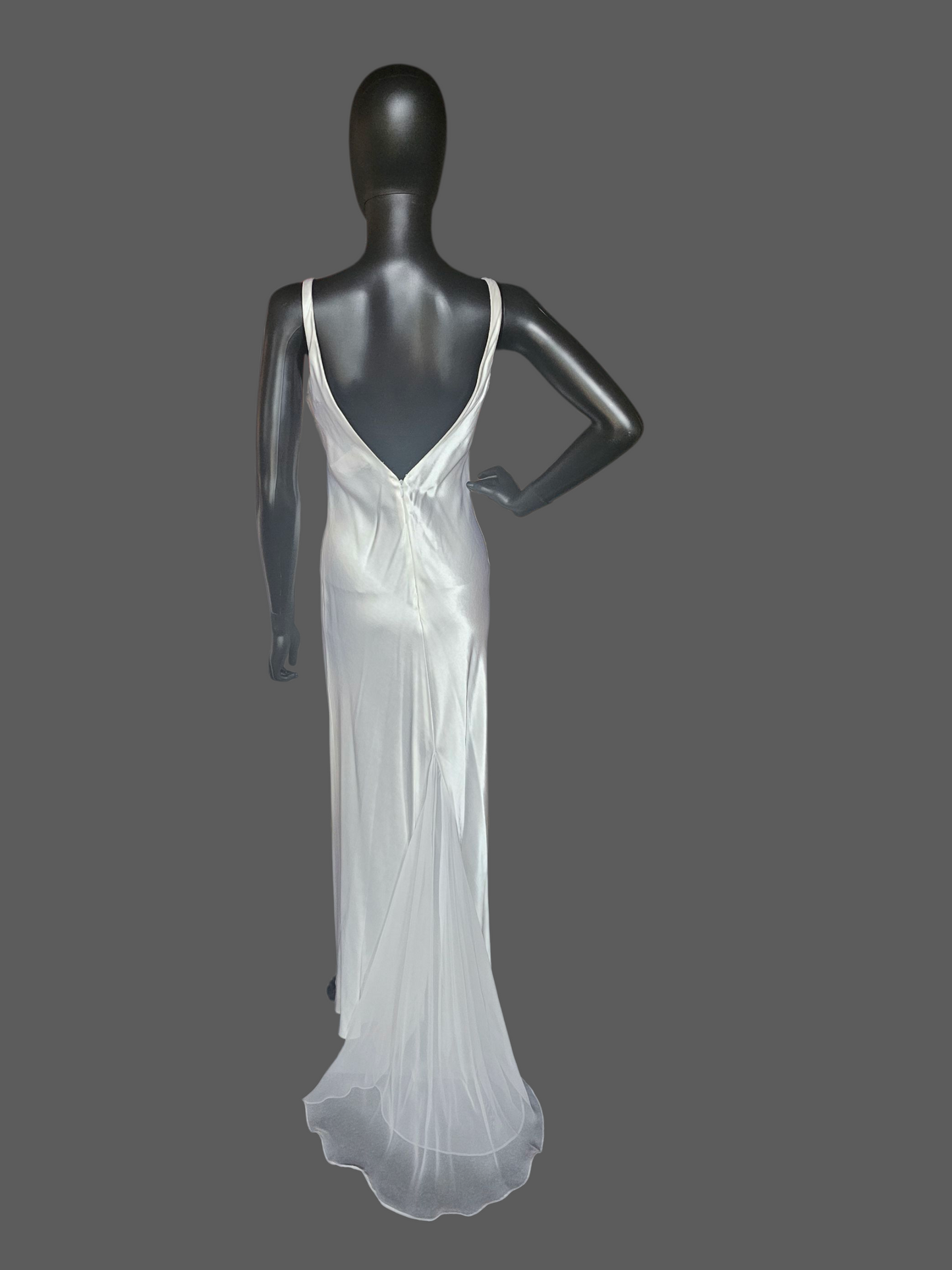 White Satin Simple Sheath Wedding Dress W/Matching Shawl - Zum Zum