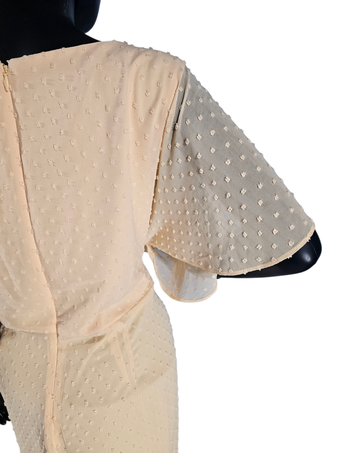 Apricot Sherbet Swiss Dot Flutter Sleeve Mid-length Dress - NWT - Liz Claibourne