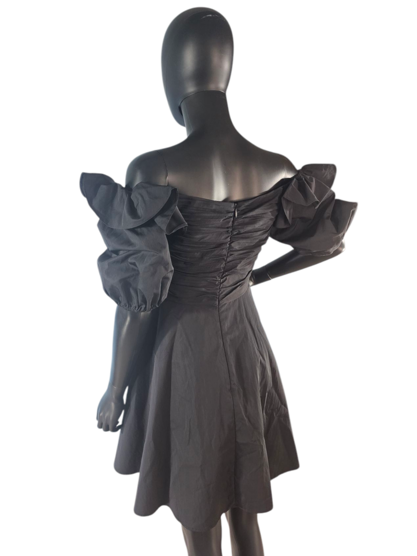 Black Taffeta Puff Sleeve Mini Party Dress - Prabal Gurung NEW w/Tag