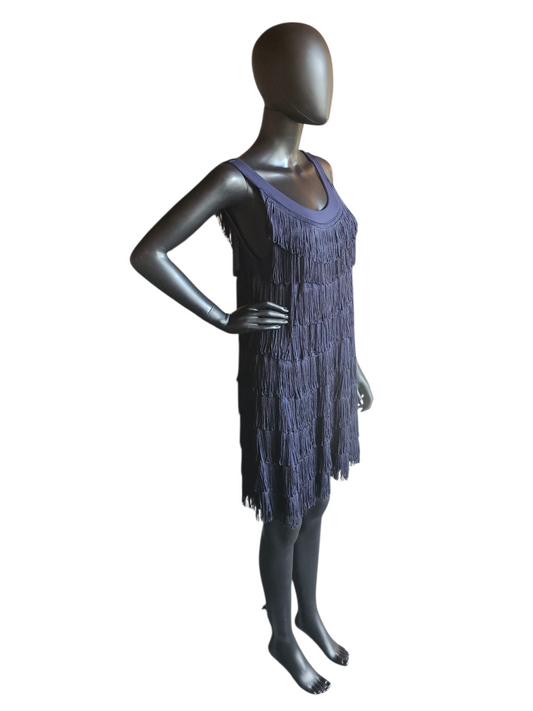 Navy Fringe Coctail Dress - H&M