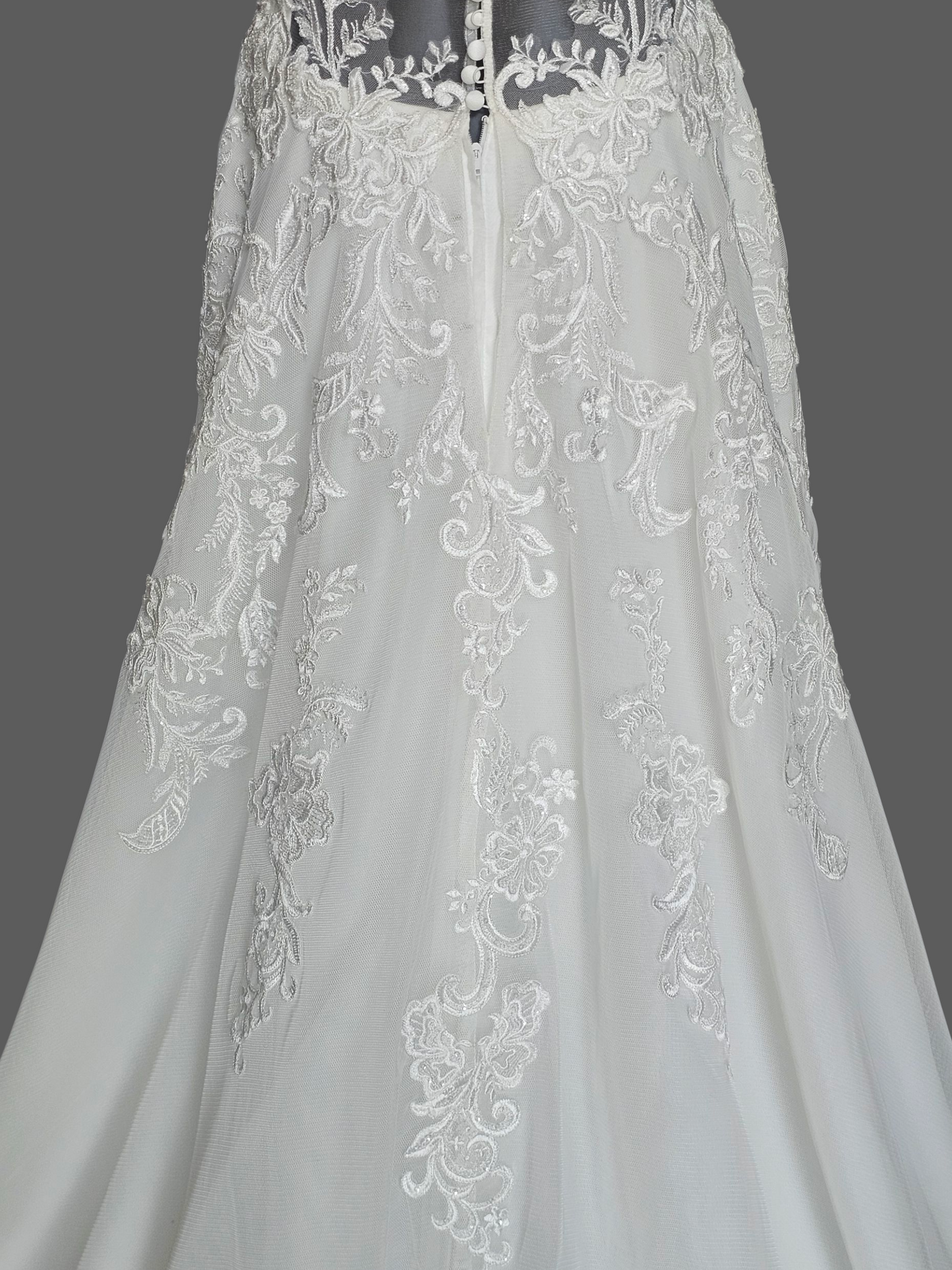 Ivory Illusion Cap Sleeve A-Line Net Wedding Gown - Mori Lee