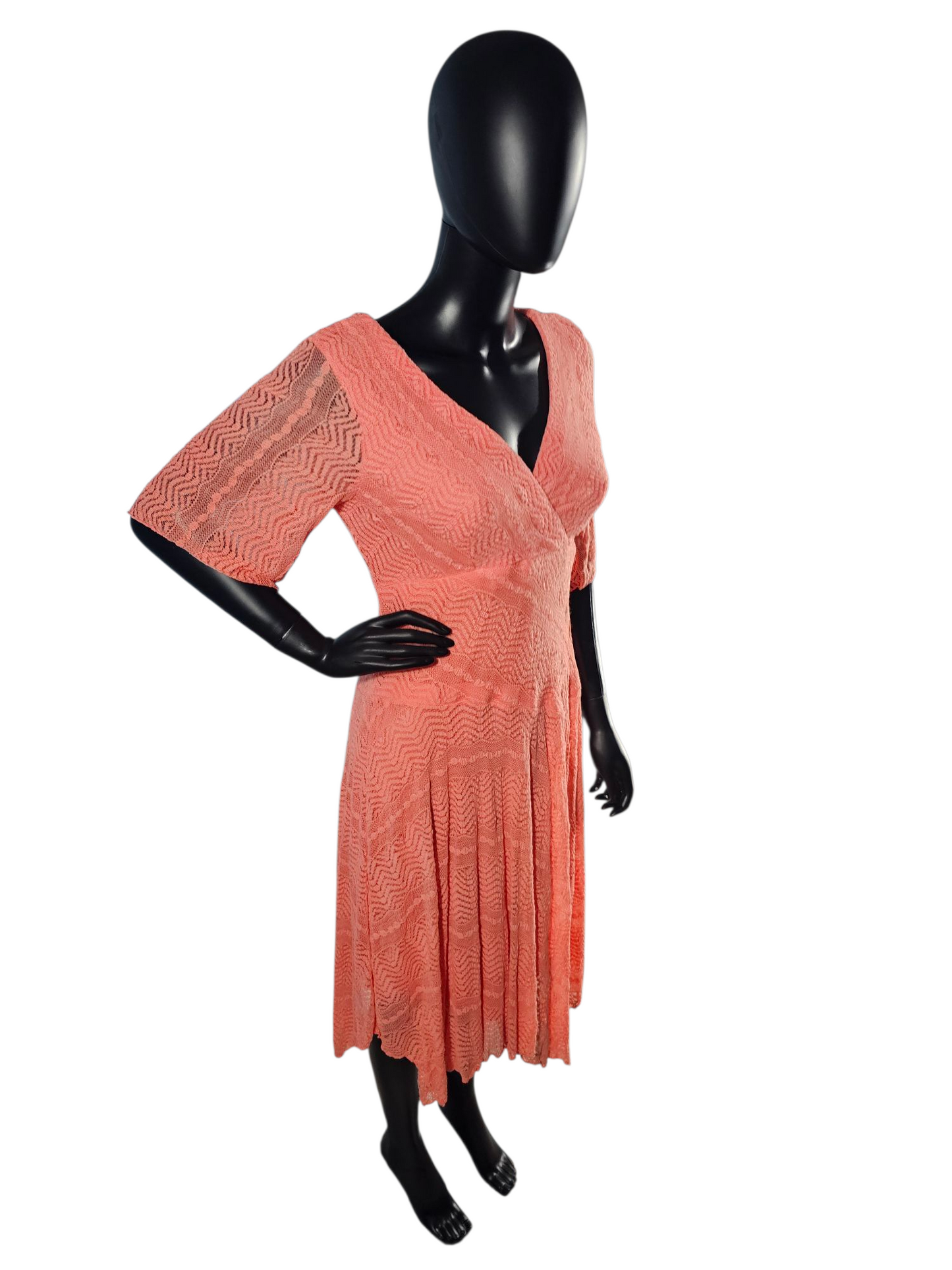 Coral Stretch Lace Bias Cut Handkerchief Hem Casual Dress - NWT Rabbit Rabbit Rabbit
