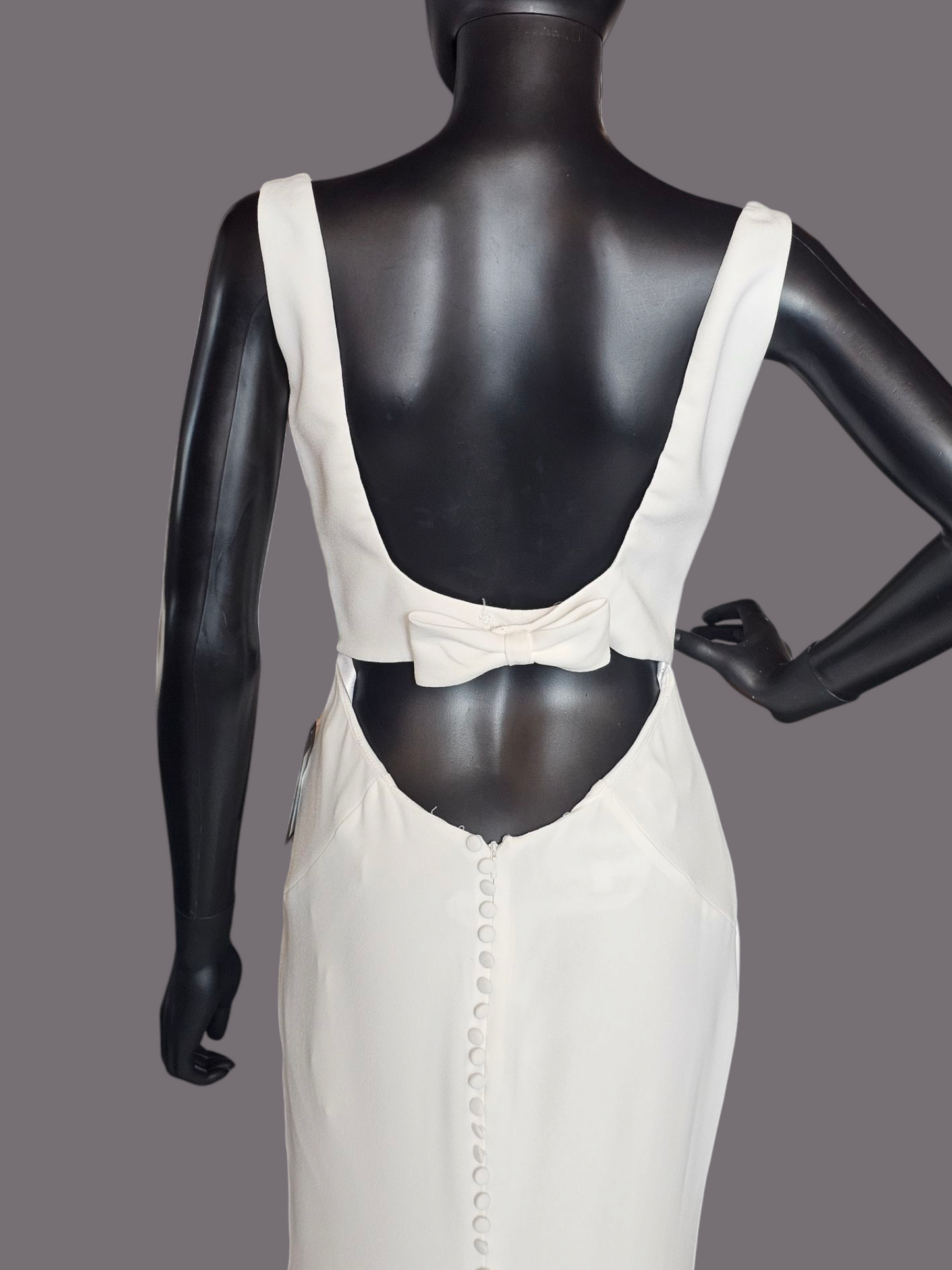 Ivory Crepe Fit/Flare Square Neck Wedding Gown - Mori Lee