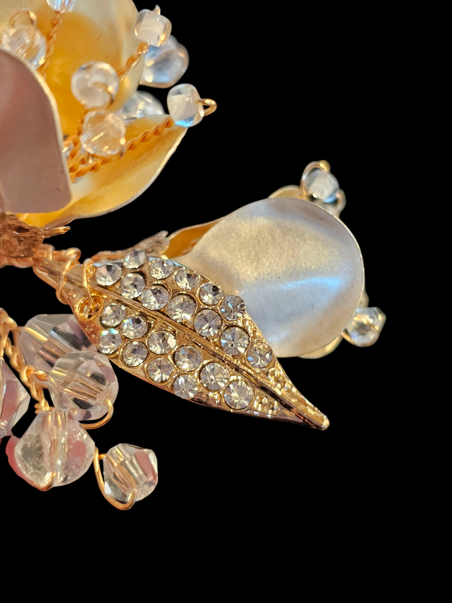 Rose Gold Wire/Beaded Floral Post Earring