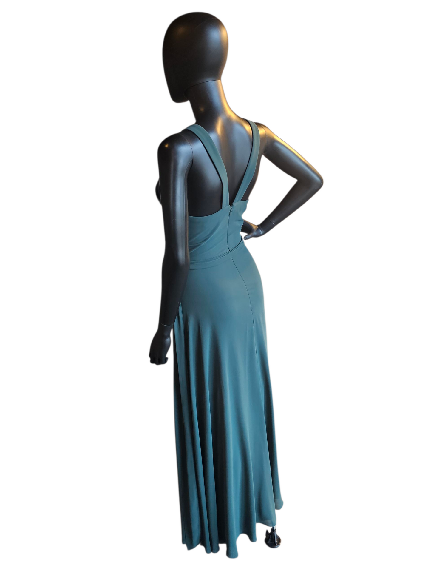 Evergreen Chiffon V-Neck Maxi Formal Dress - Bill Levkoff