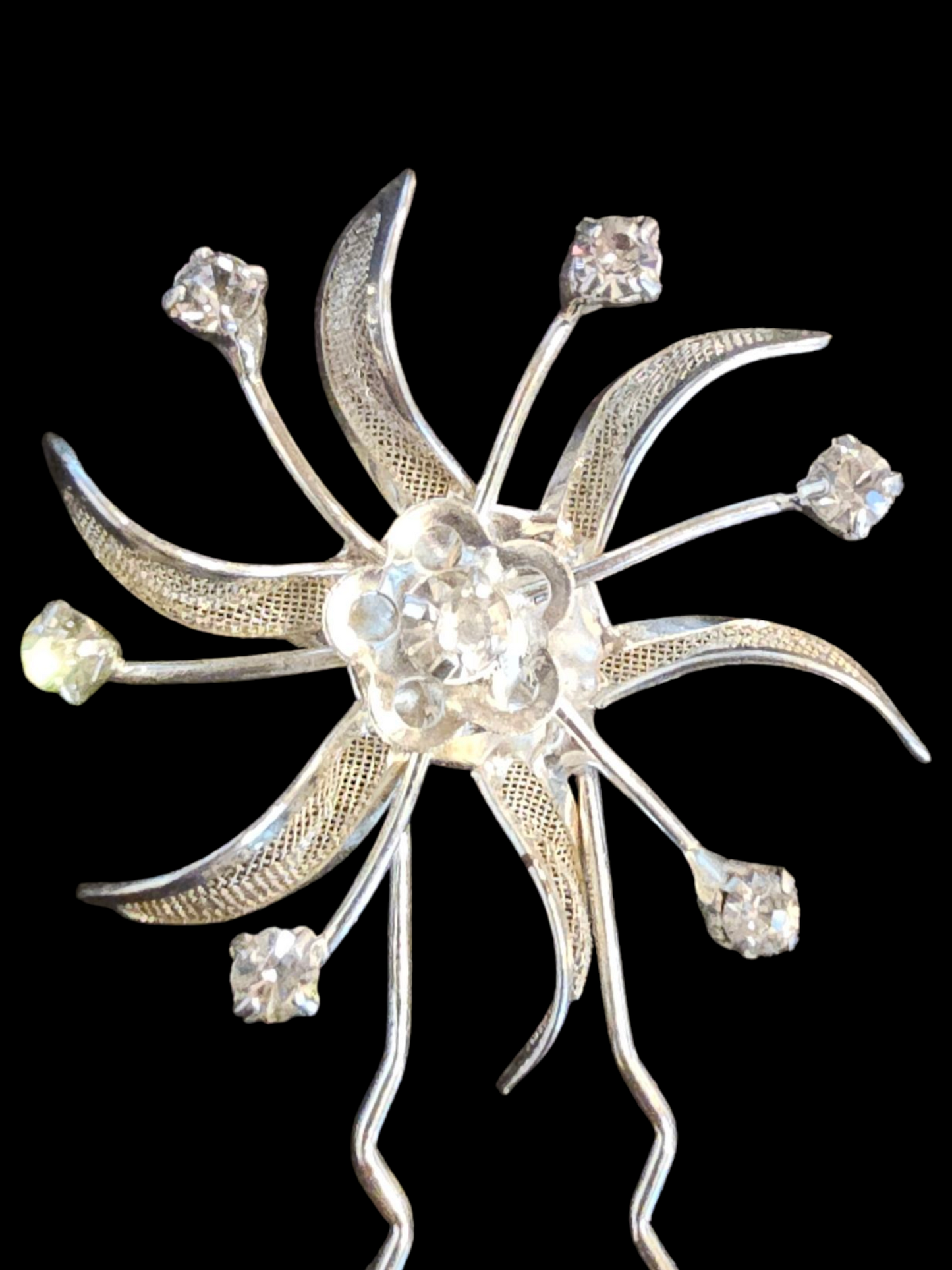 Silver/Crystal Starburst Hair Pin (4 Avail)