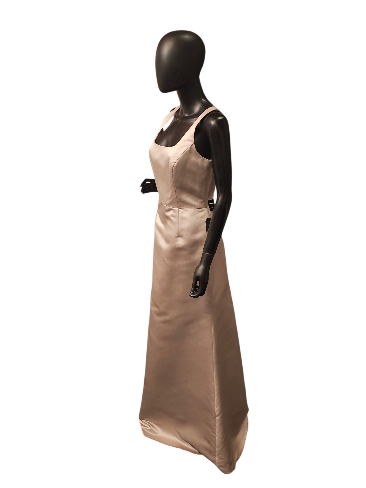 Hayley Paige Satin Fitted Scoop Candlelight Maxi Formal Dress