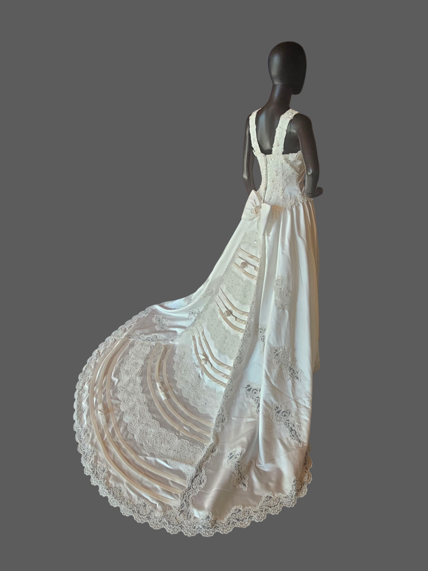 Vintage 2-Tone Square Neck Renaissance Waist Wedding Gown - Michelangelo