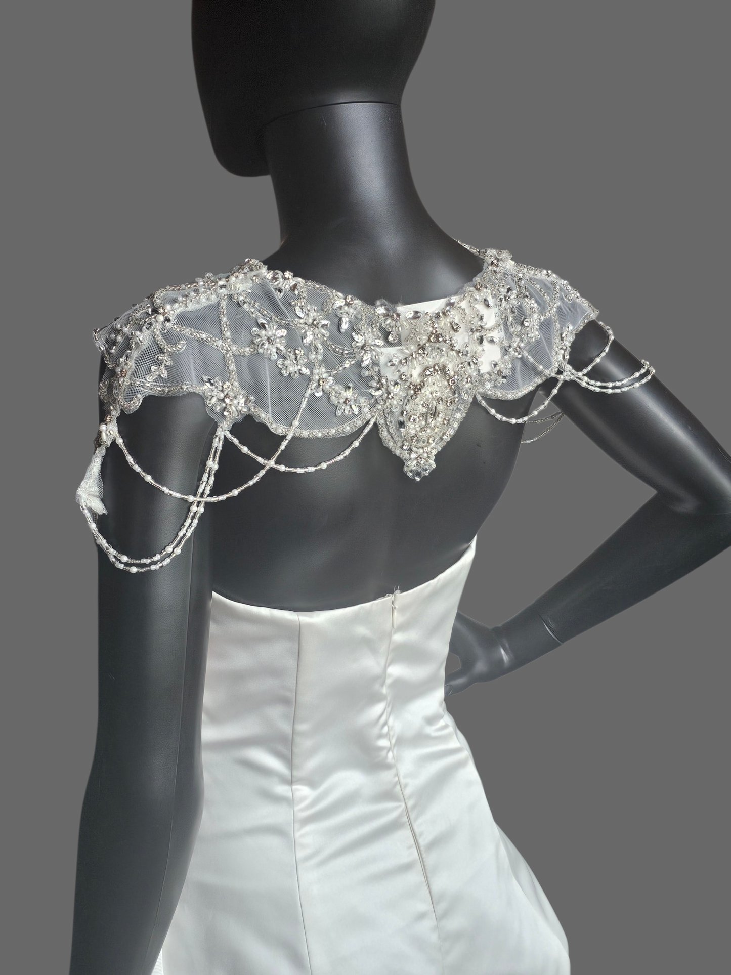 Beaded Applique Draped Shoulder Necklace/Capelet