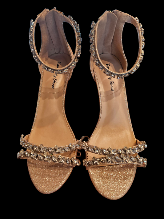 Blush Ankle Strap Crystal Detail  Sandal - NEW