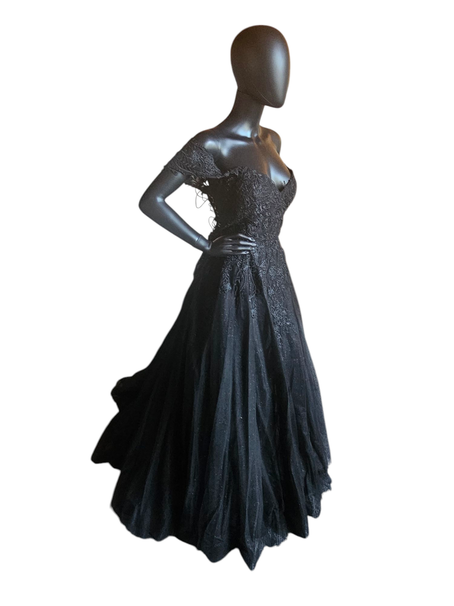 Black Off Shoulder Sparkle Wedding Gown - Nox NWT