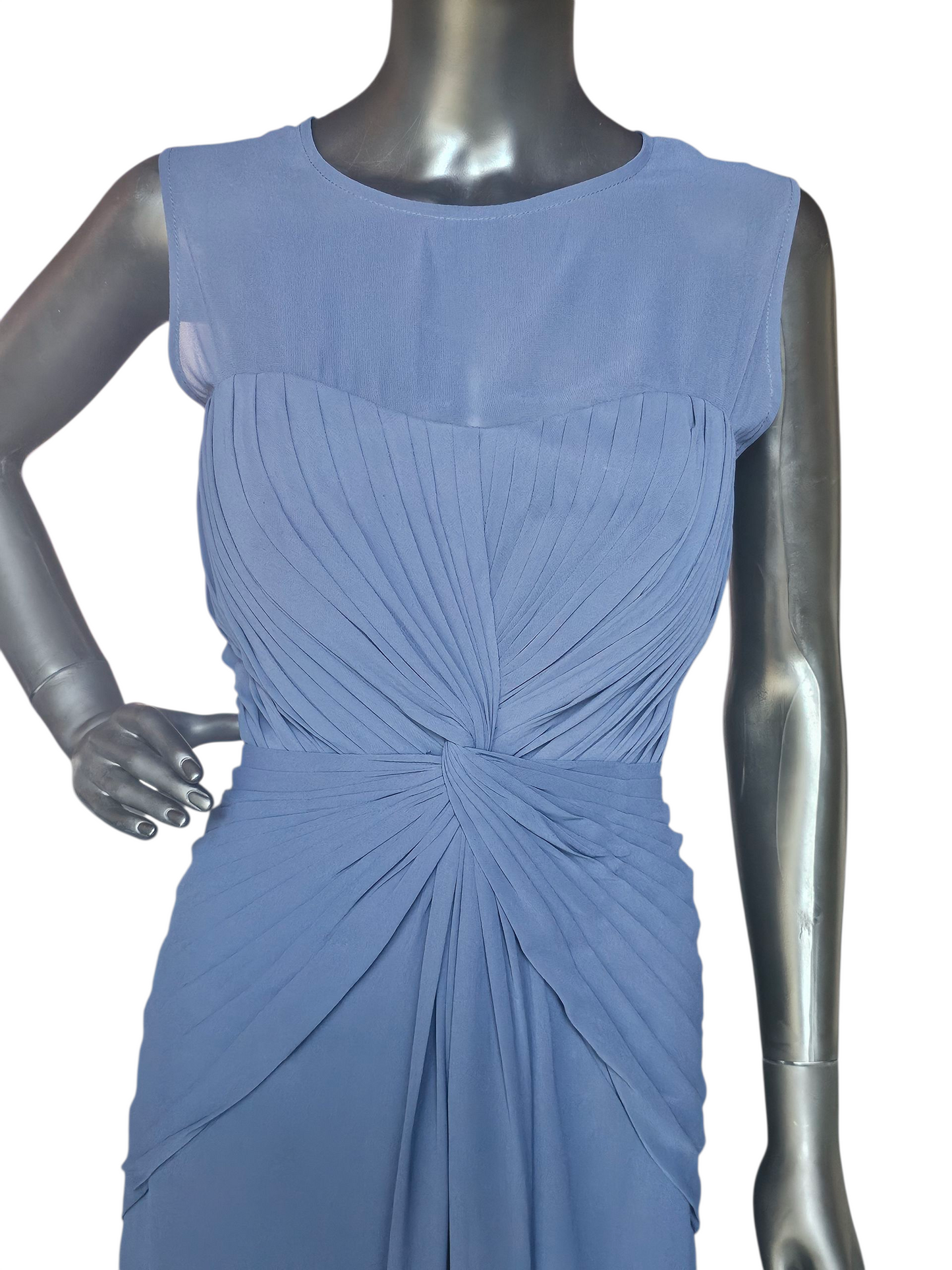 Navy Illusion Front Twist Chiffon Formal Cocktail Dress - Bill Levkoff