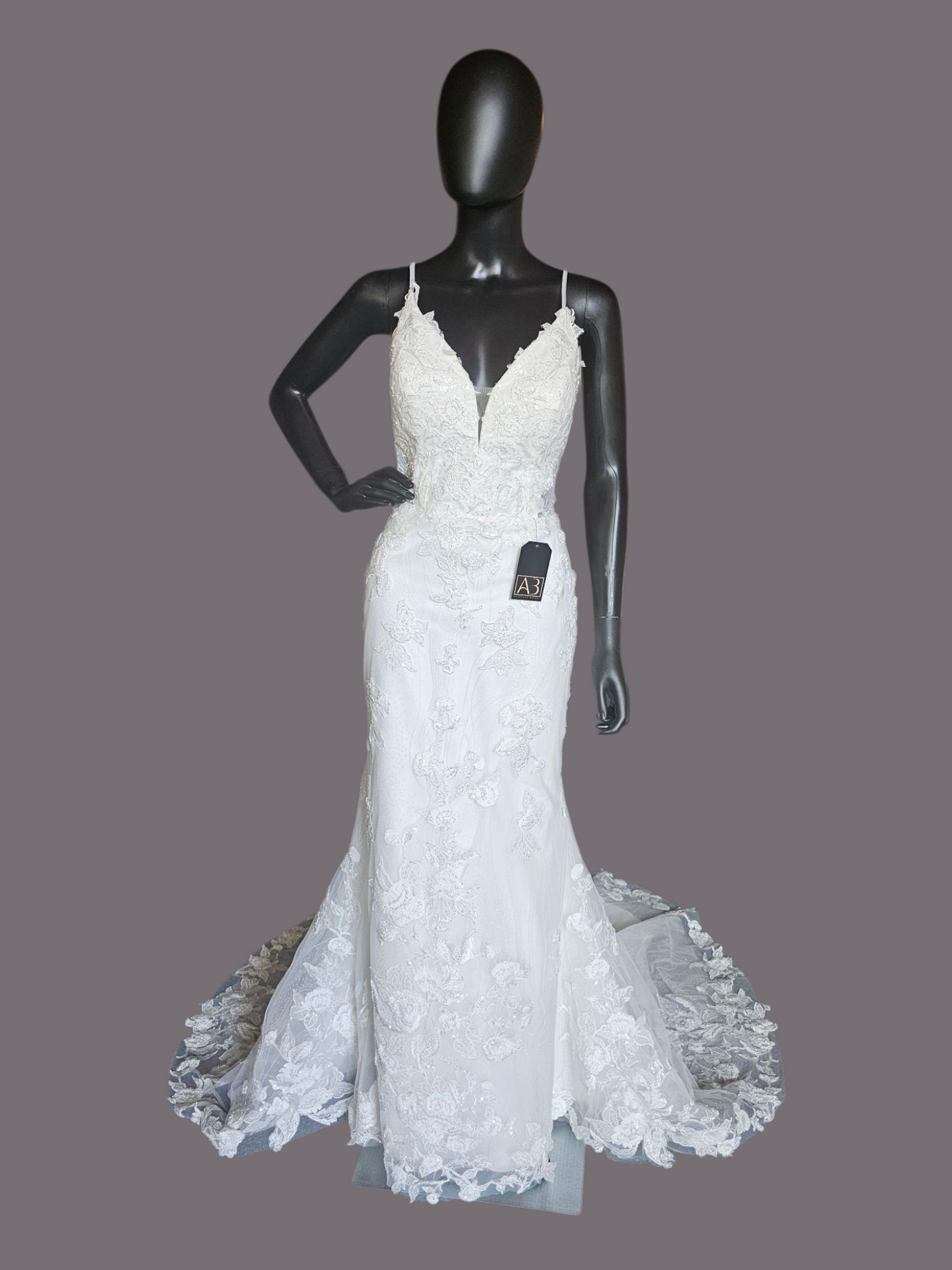 Layered Sequin Spaghetti Strap Fit and Flare Wedding Gown - Da Vinci