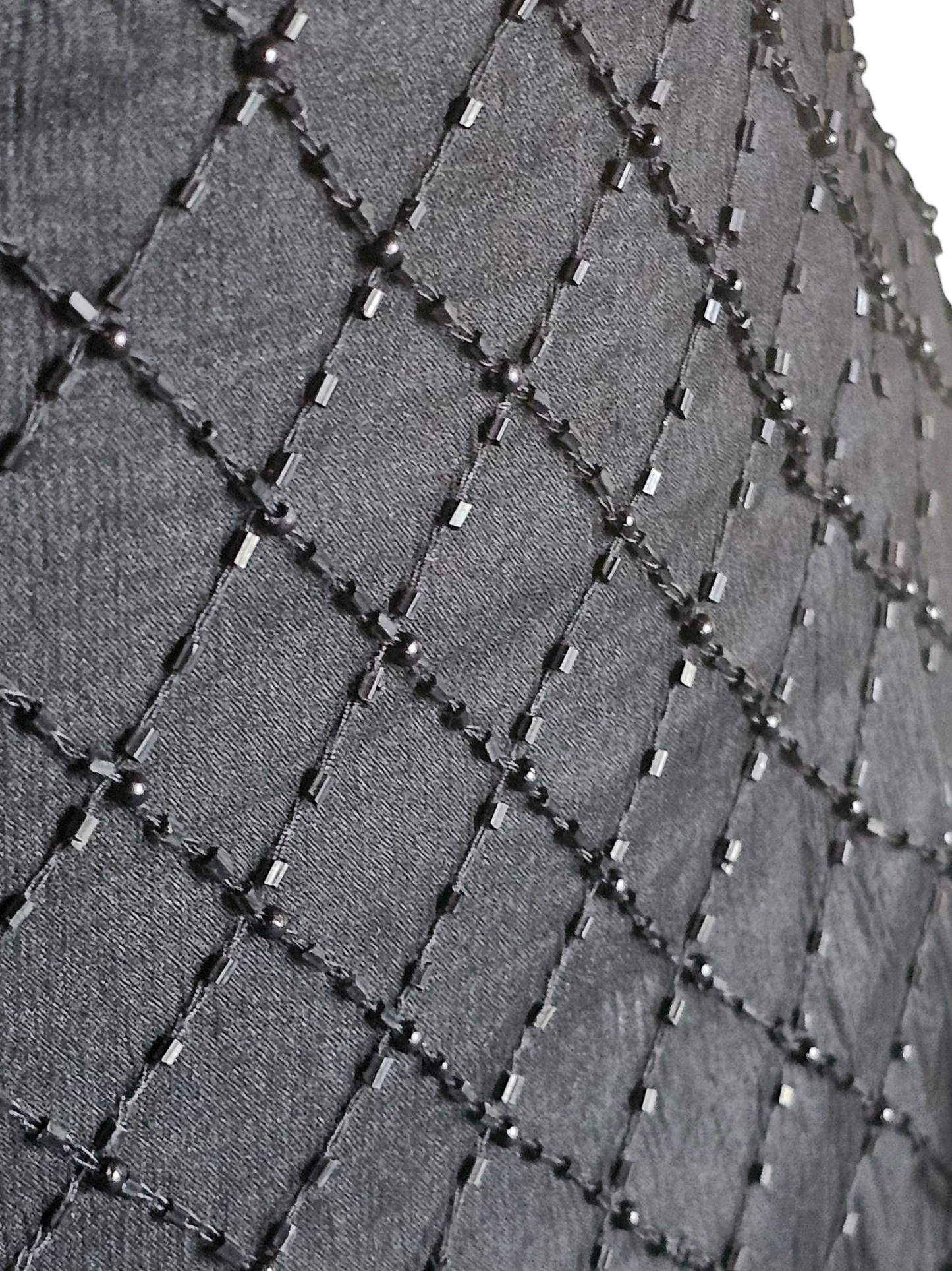 Vintage Black Silk Beaded Formal - Steney