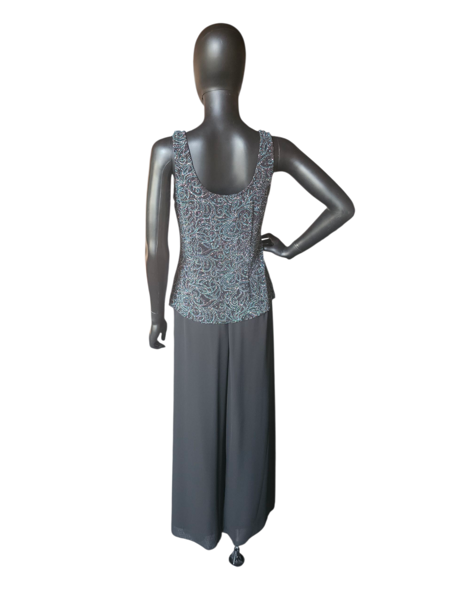 Black/White/Teal 3 Piece Formal Outfit - Alex Evenings