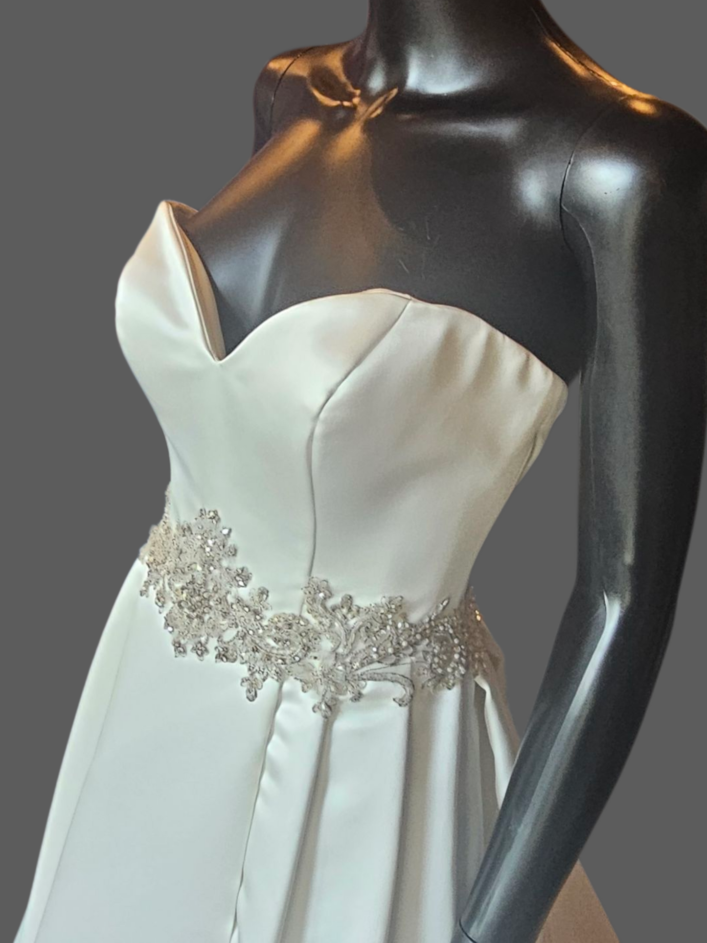 Ivory Satin A-Line Sweetheart Wedding Gown - Casablanca