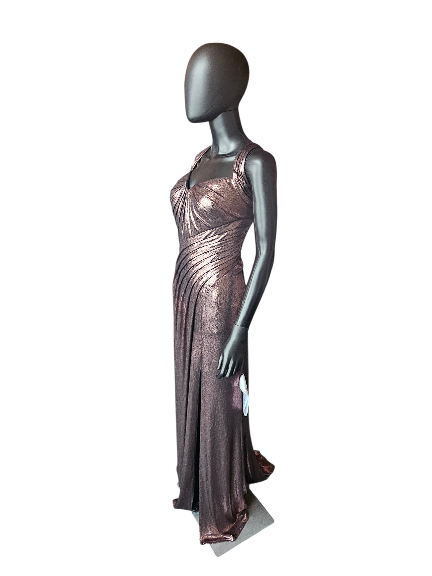Rose Liquid Gold Drape Halter Formal Dress NWT - Tadashi Shoji
