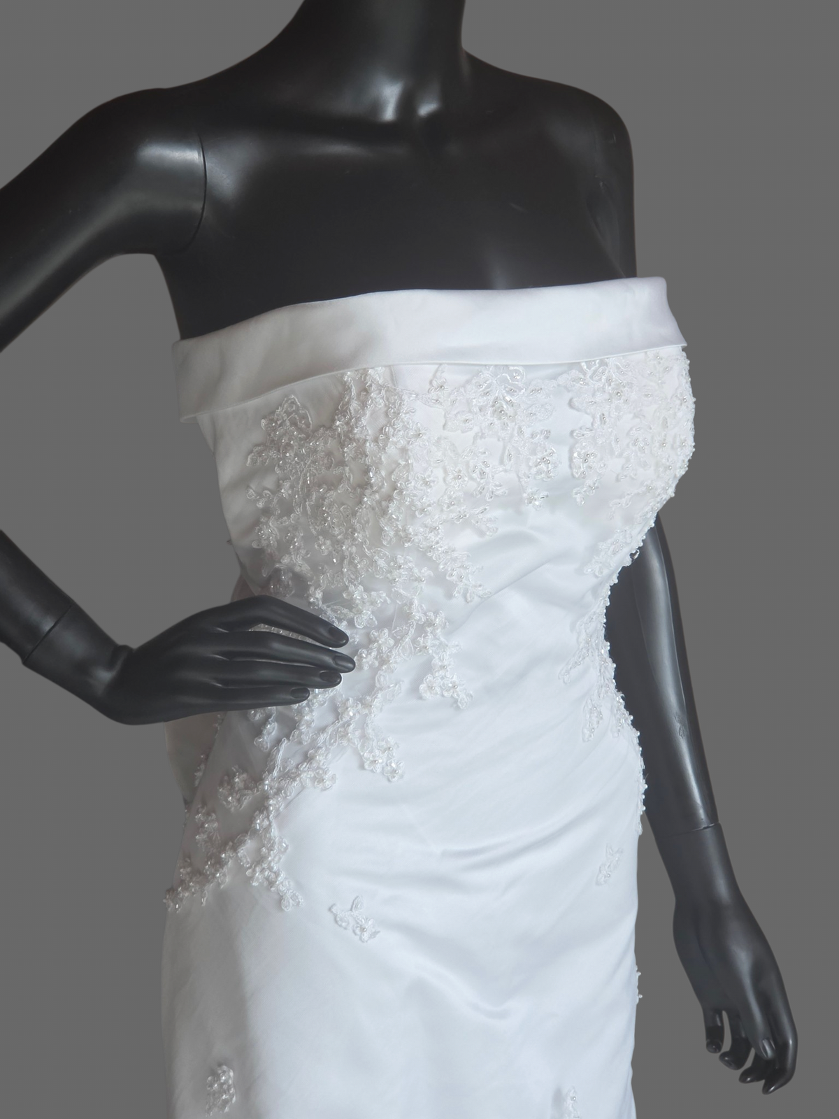 White Lace Overlay Sheath Wedding Gown - St. Patrick