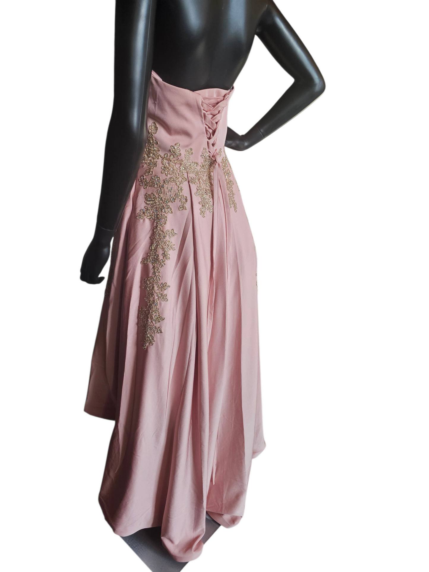 Dusty Rose/Gold High Low Formal Dress - LA Merchandise