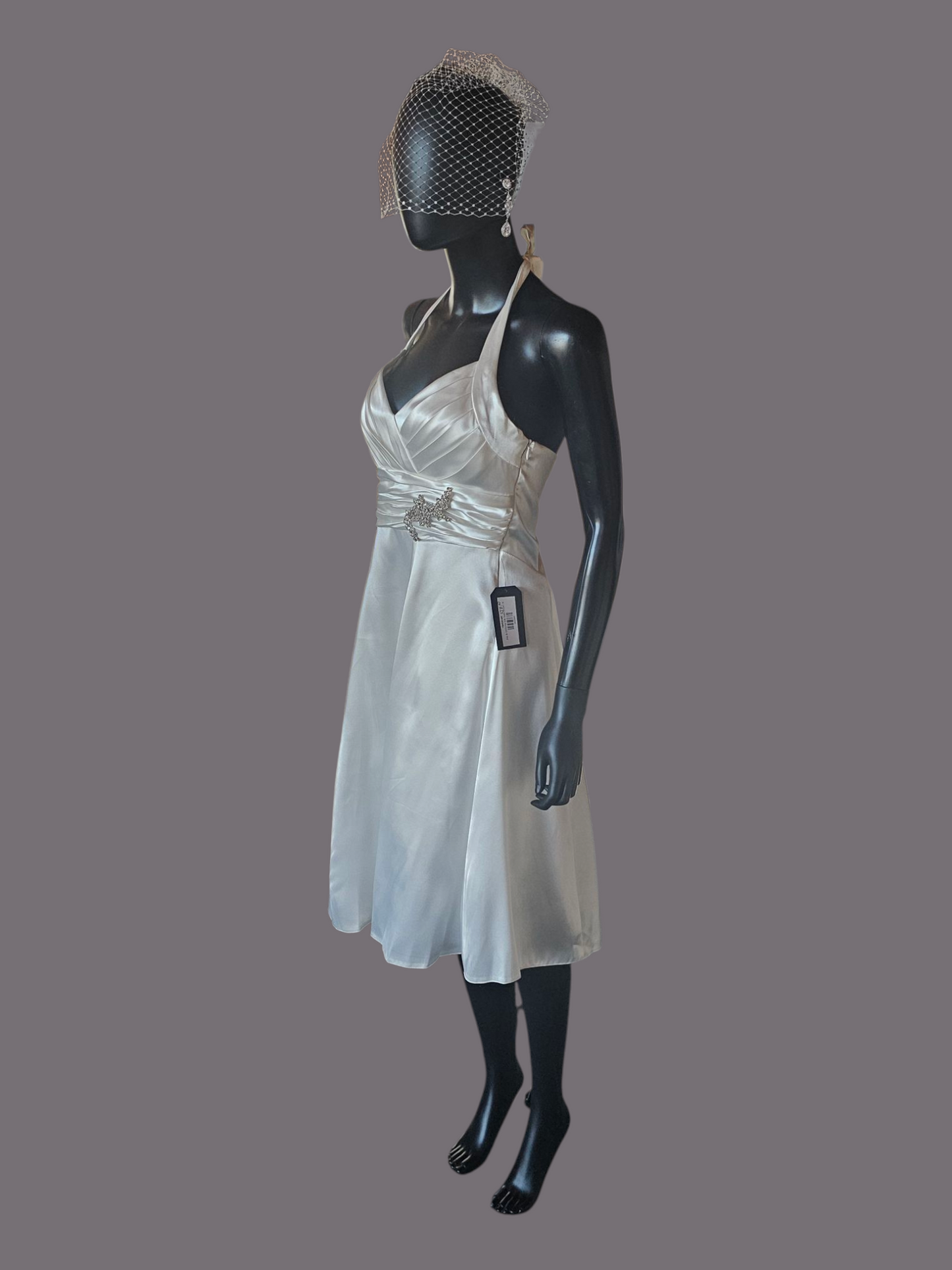 Juju & Christine Silk Satin Short Wedding Gown