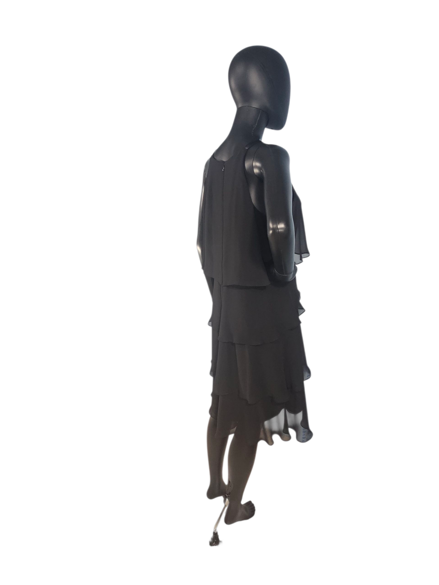 Black Chiffon Flounce Cocktail Dress - S.L. Fashions