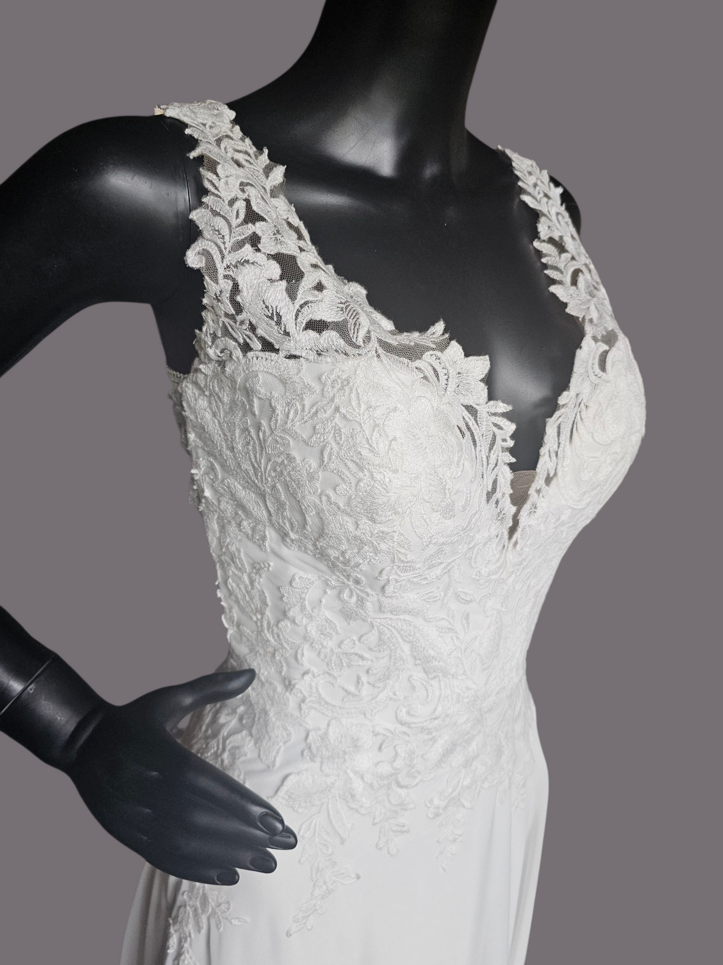 Ivory Chiffon V-Neck Open Back - Mori Lee