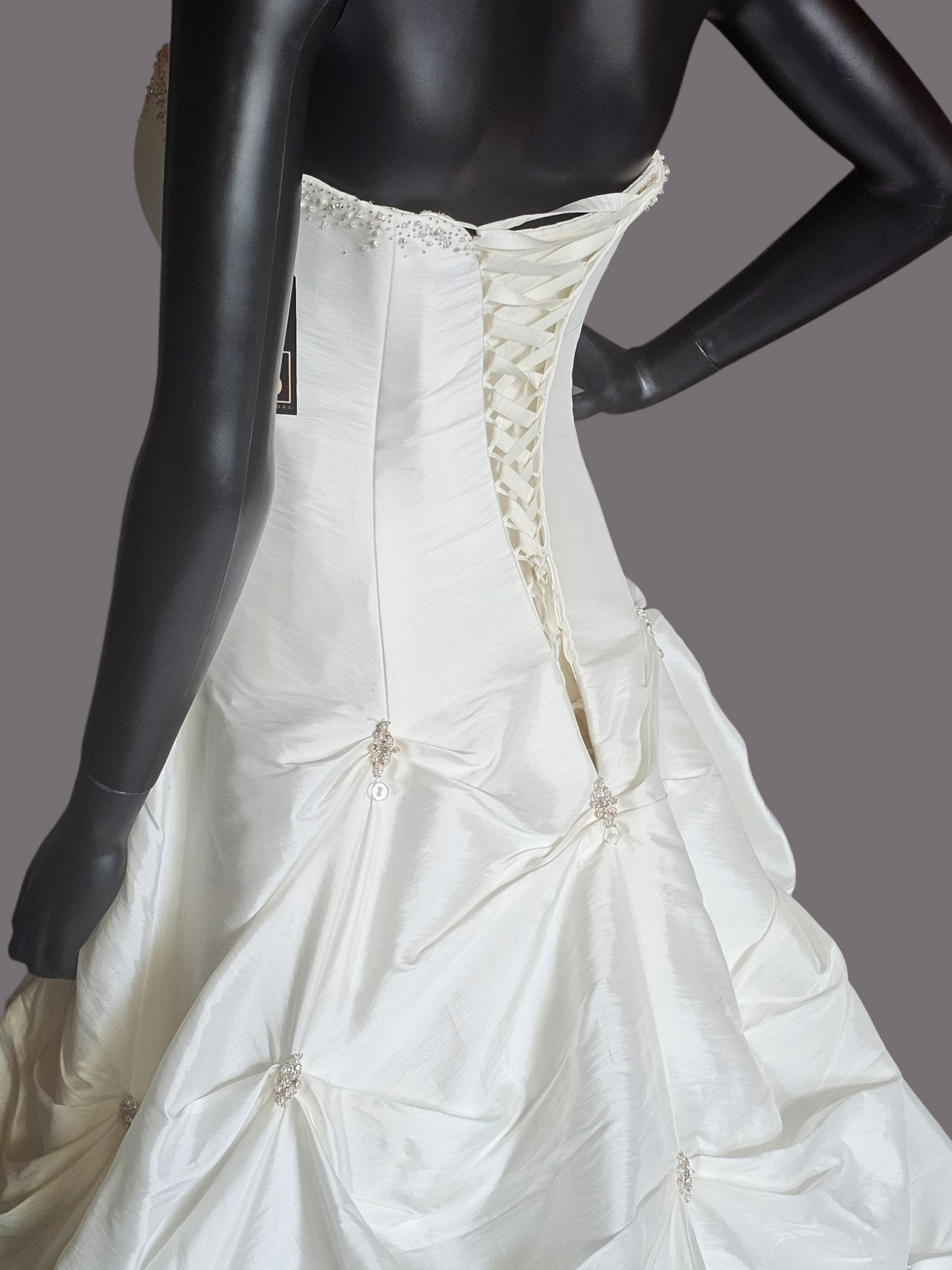 Ivory/Blush Tuck Taffetta Cupcake Wedding Gown- Maggie Sottero Couture