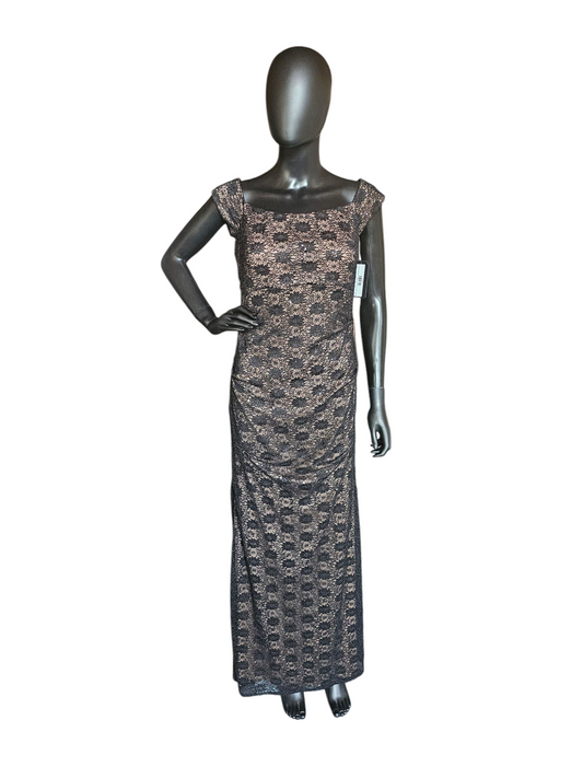 Black Lace Cap Sleeve Fitted Formal Gown NWT - Alex Evenings