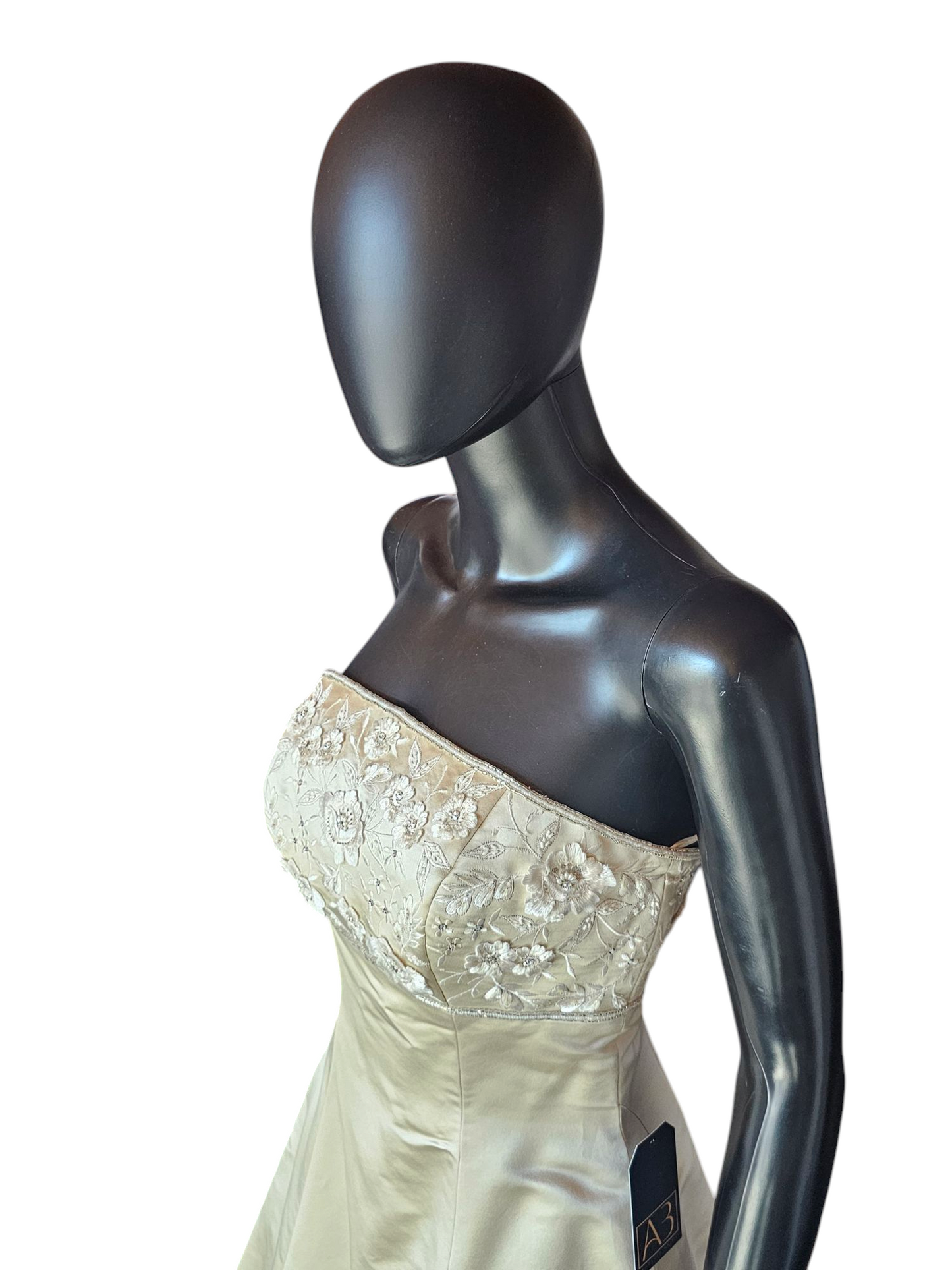 Gold Satin Empire A-Line Wedding Gown