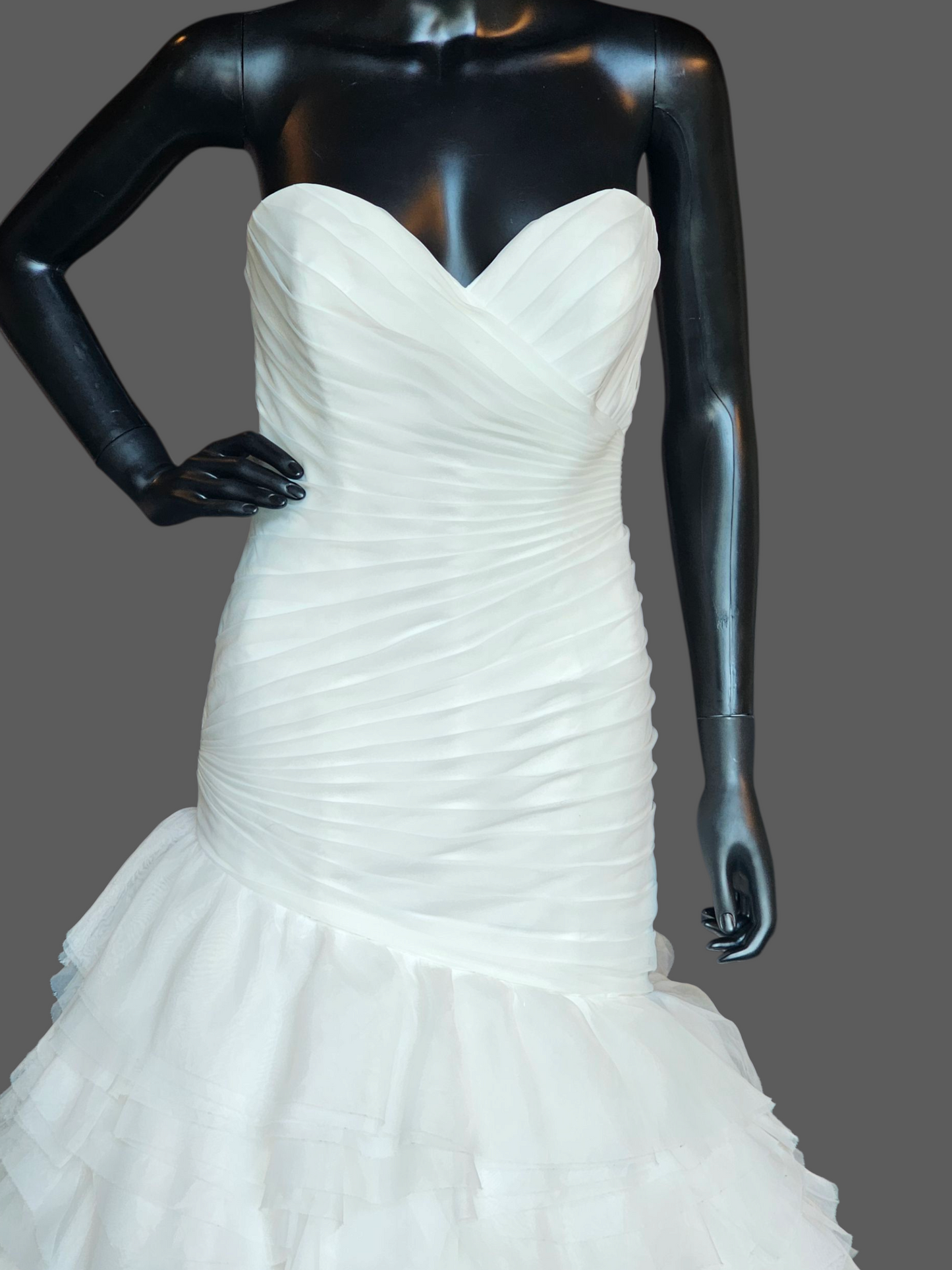 Ivory/Gold Ombre Fit/Flare Ruffle Sweetheart Wedding Gown - Mori Lee