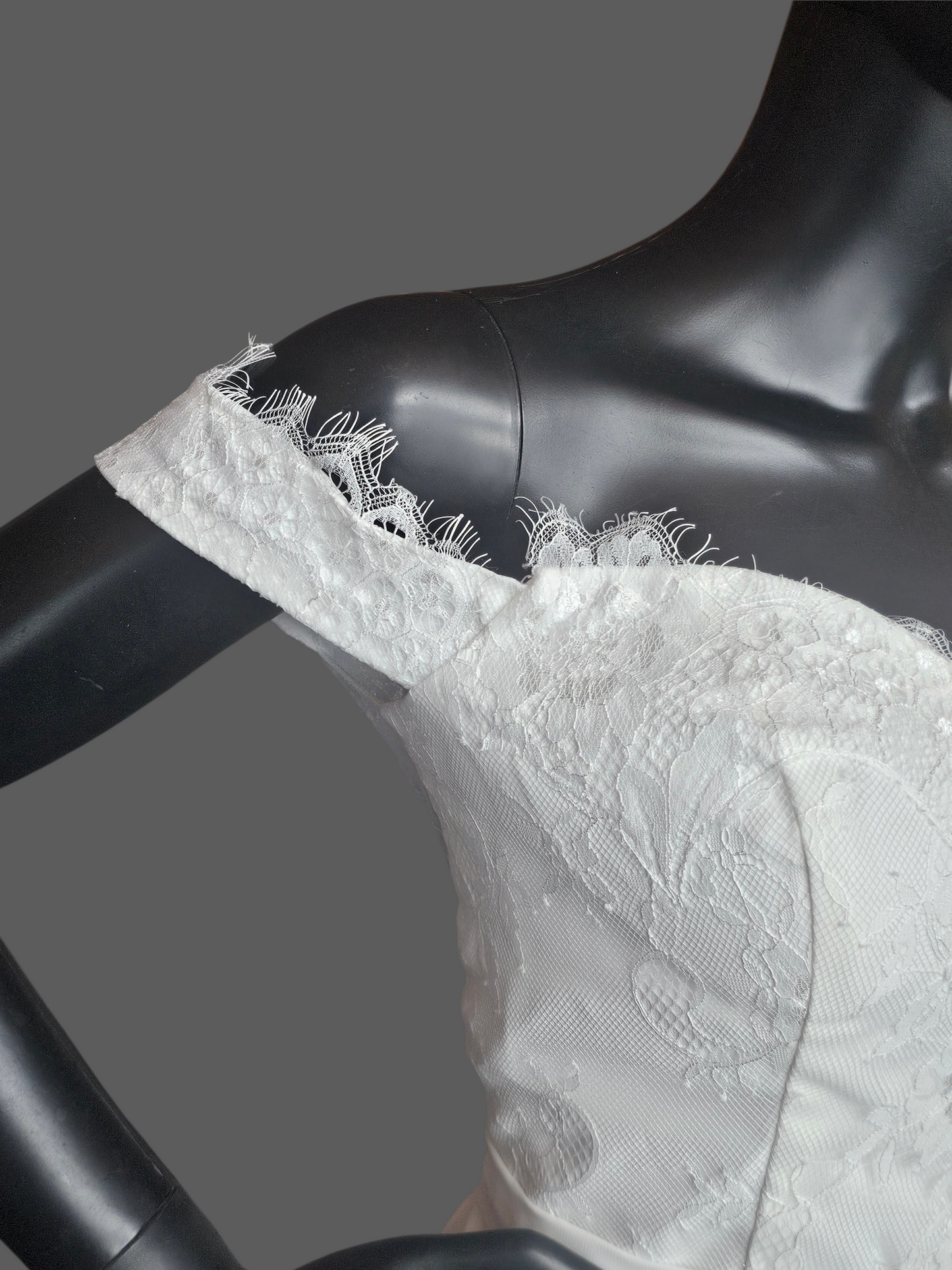 White Off Shoulder Tea Length Courthouse Wedding Dress - JJ's House NWT