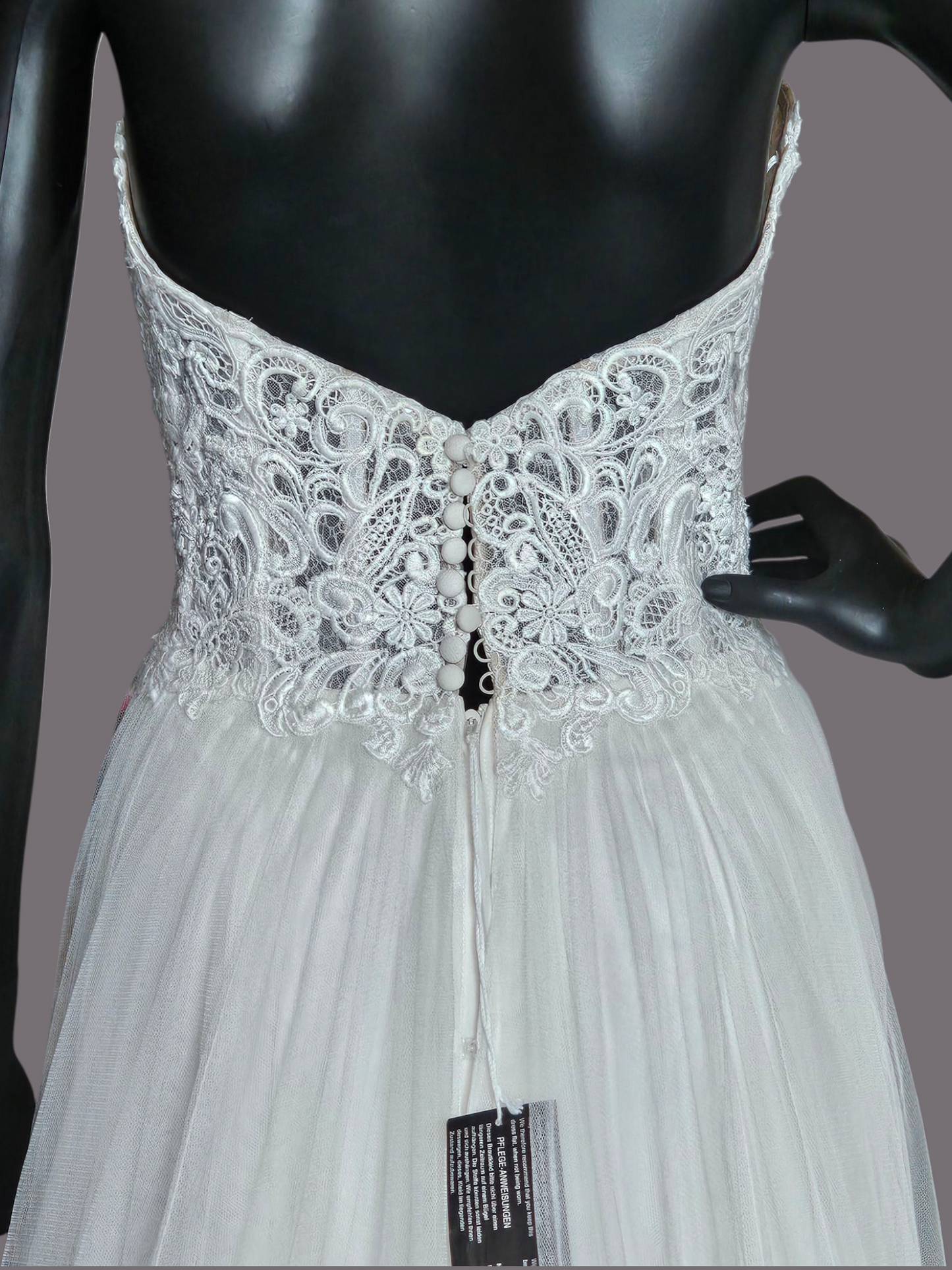 Lace Illusion Bodice Strapless Plunge - Justin Alexander