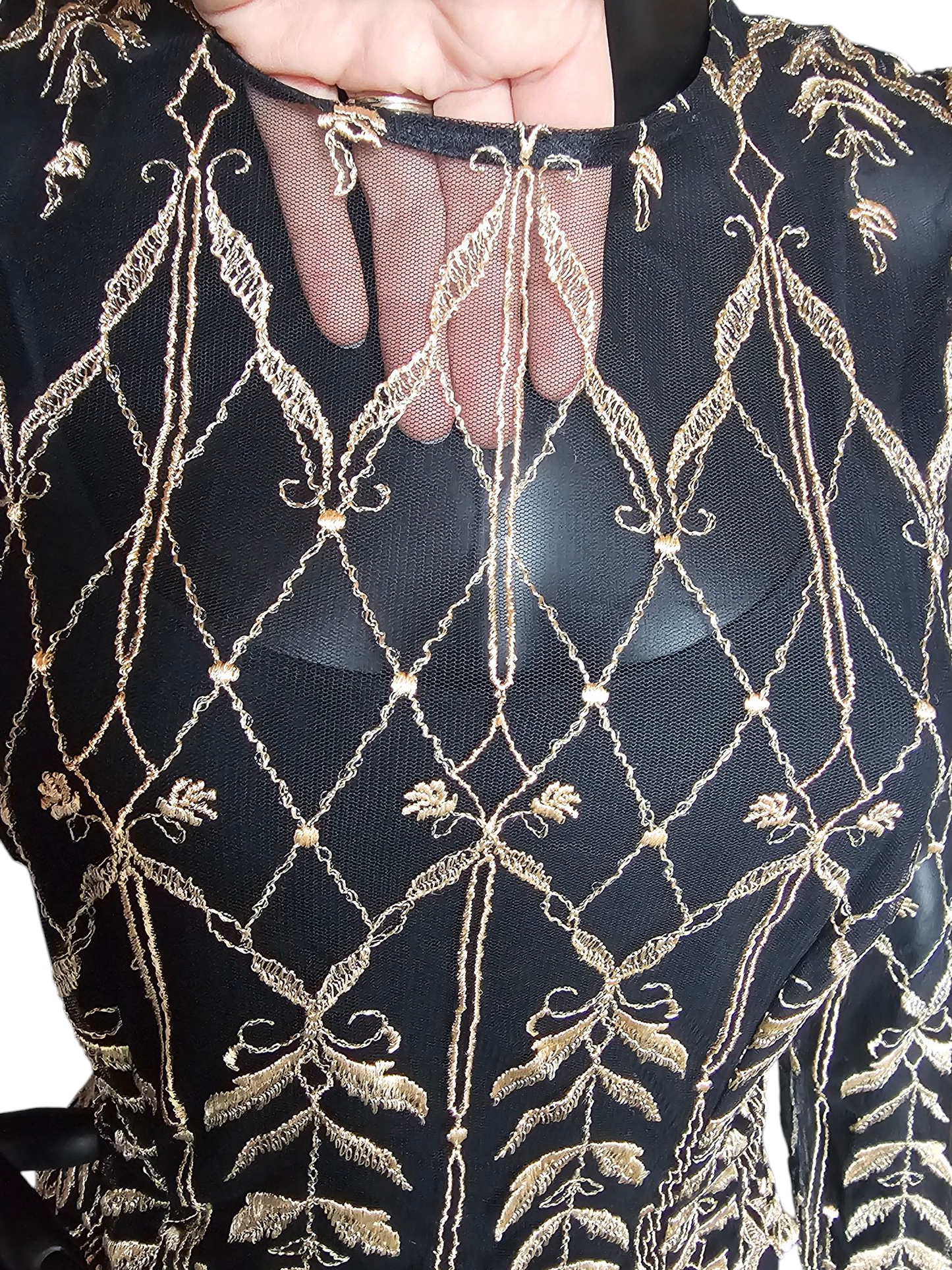 Black/Gold Embroidered Vintage Cachet by Bari Protas