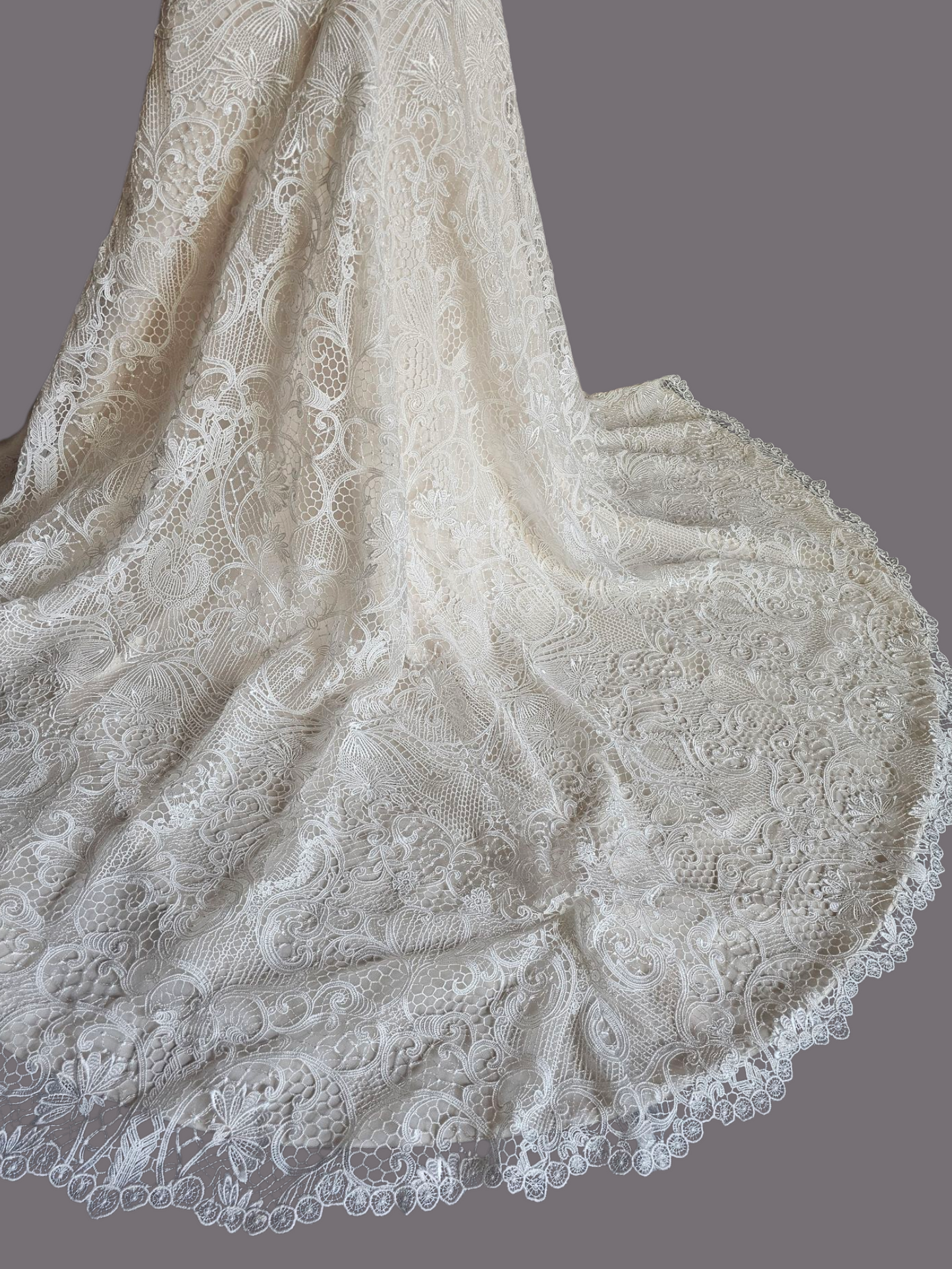 Champagne Silky Satin/Ivory Lace Wedding Gown - Beloved